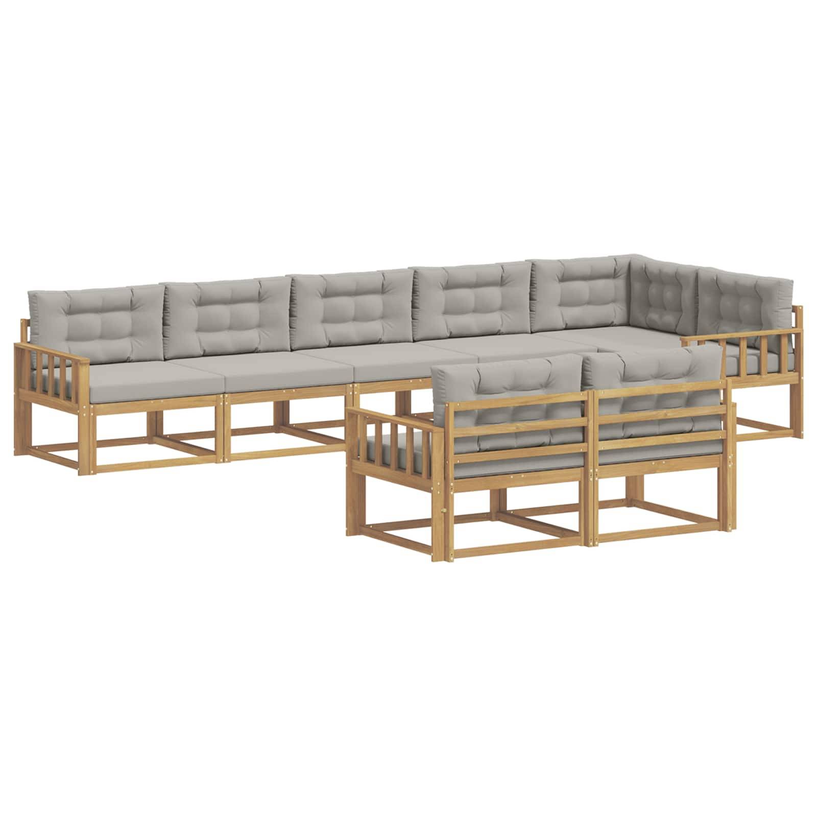 vidaXL Outdoor-Sofagarnitur 6 pcs Weiß und Hellgrau Polyester