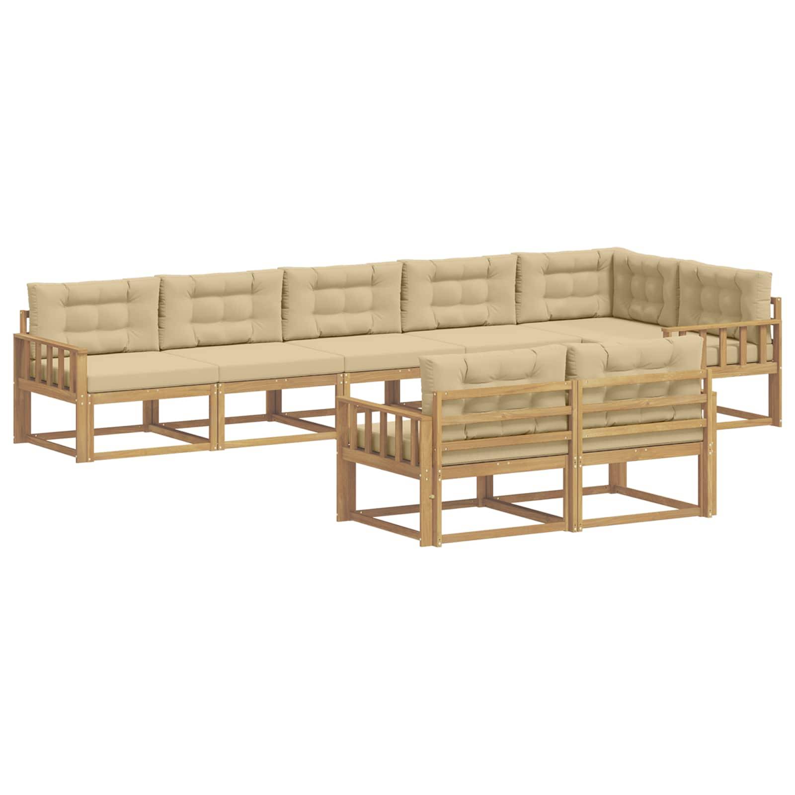 vidaXL Outdoor-Sofagarnitur mit Kissen 6 pcs Weiß und Beige Polyester