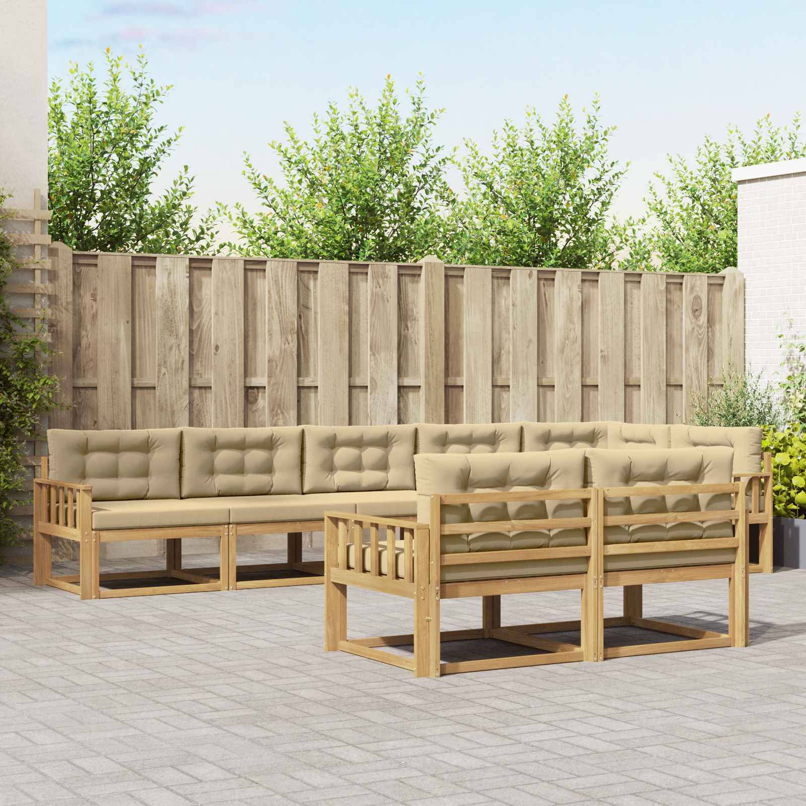 vidaXL Outdoor-Sofagarnitur mit Kissen 6 pcs Weiß und Beige Polyester