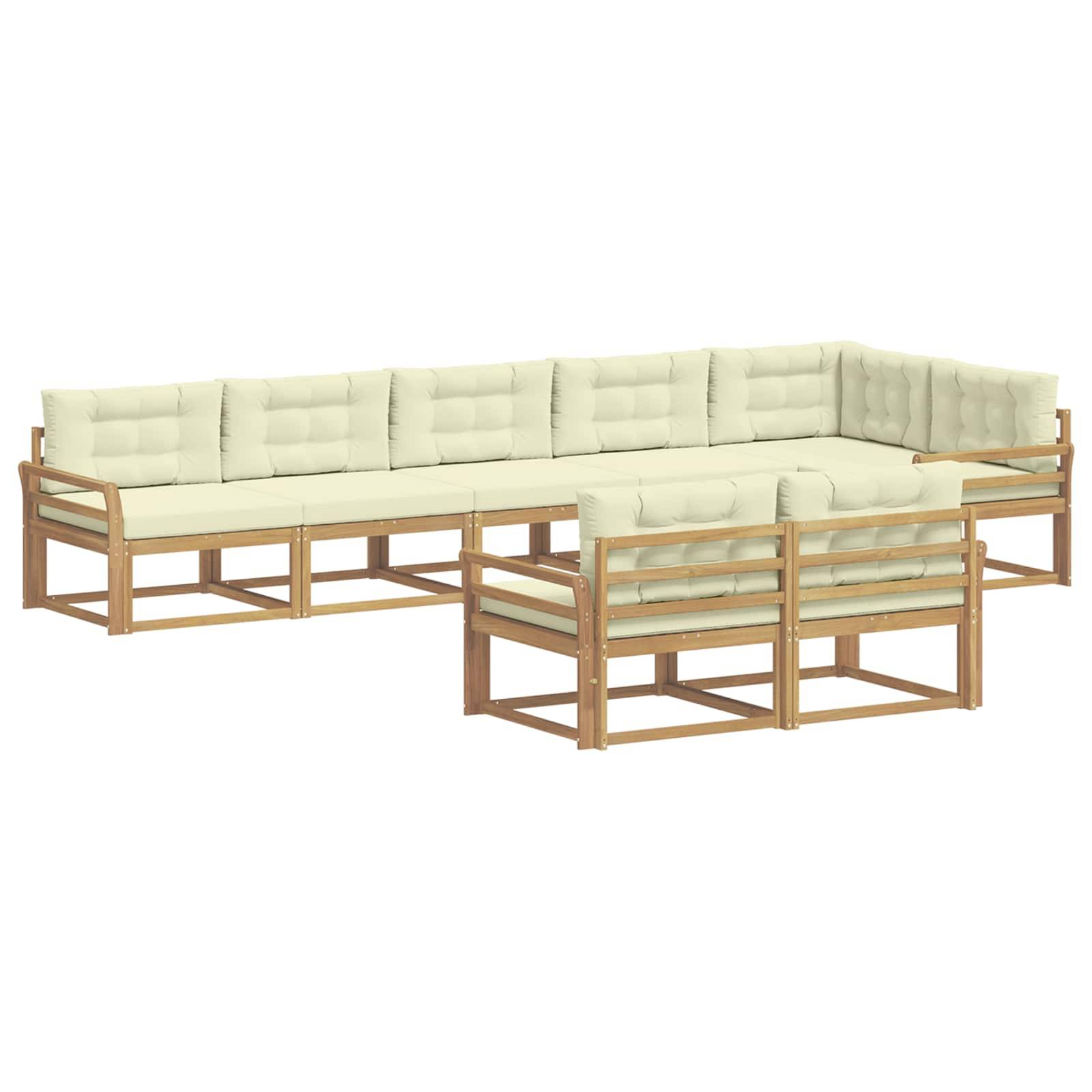 vidaXL Outdoor-Sofagarnitur mit Kissen 6 pcs Weiß und Creme Polyester