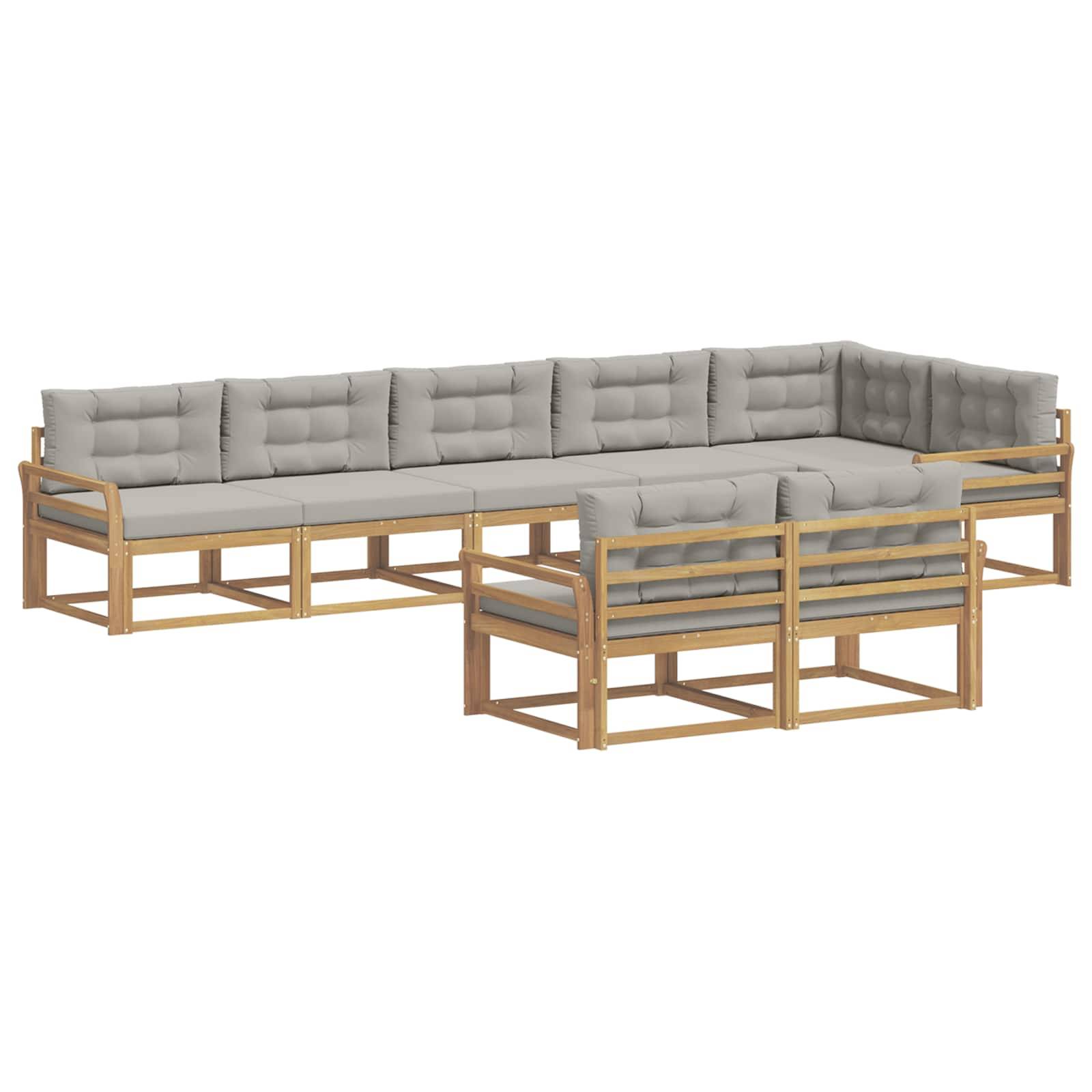 vidaXL Outdoor-Sofagarnitur 6 pcs Weiß und Hellgrau Polyester