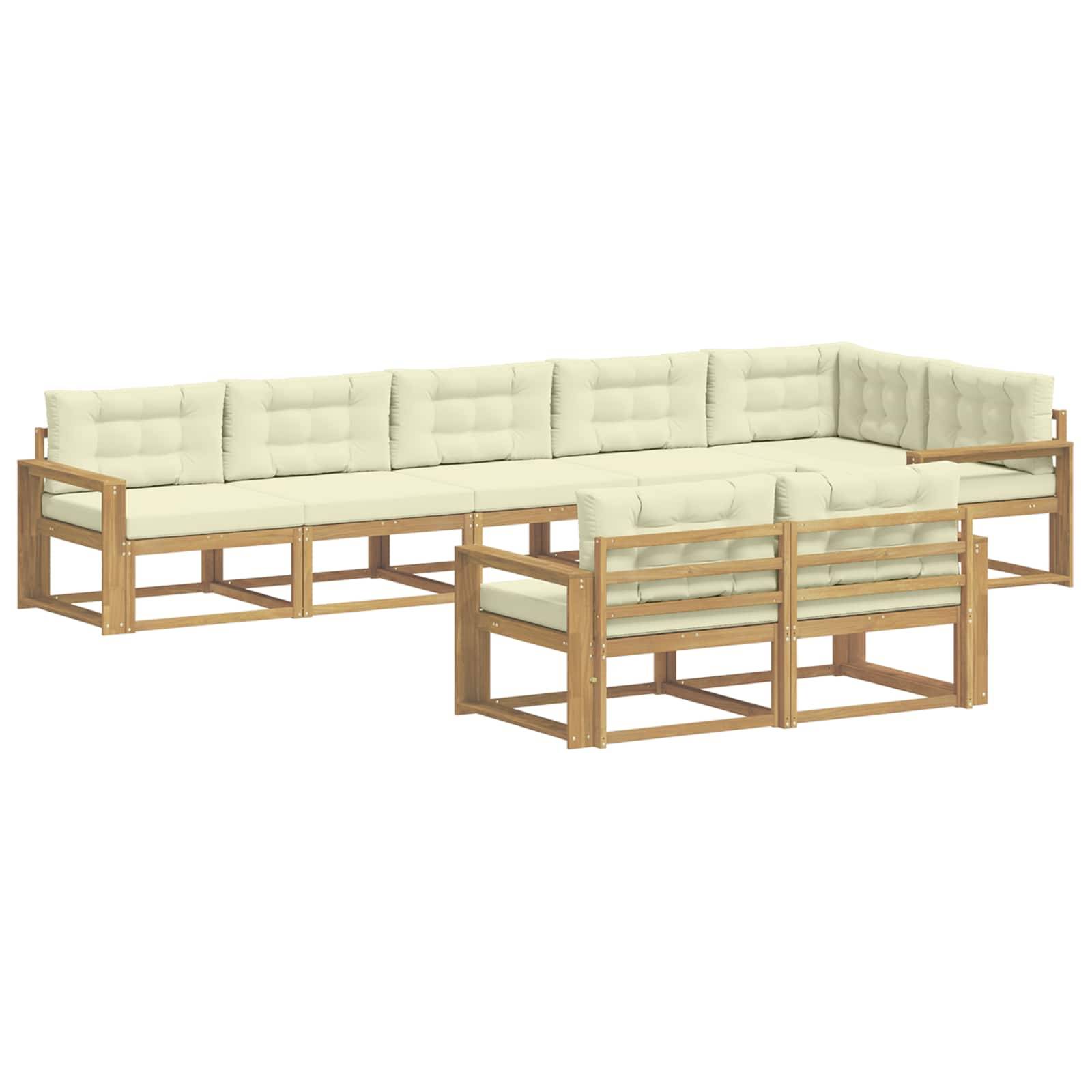 vidaXL Outdoor-Sofagarnitur mit Kissen 6 pcs Weiß und Creme Polyester