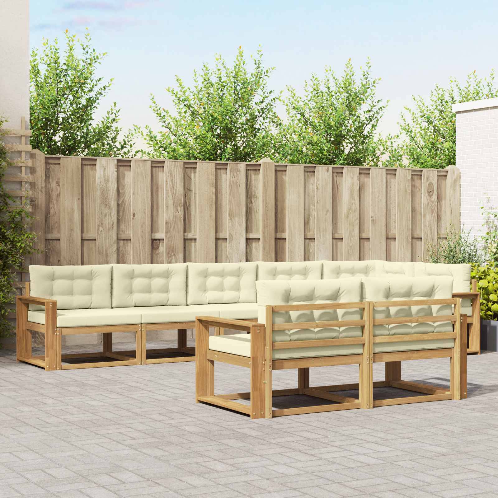 vidaXL Outdoor-Sofagarnitur mit Kissen 6 pcs Weiß und Creme Polyester