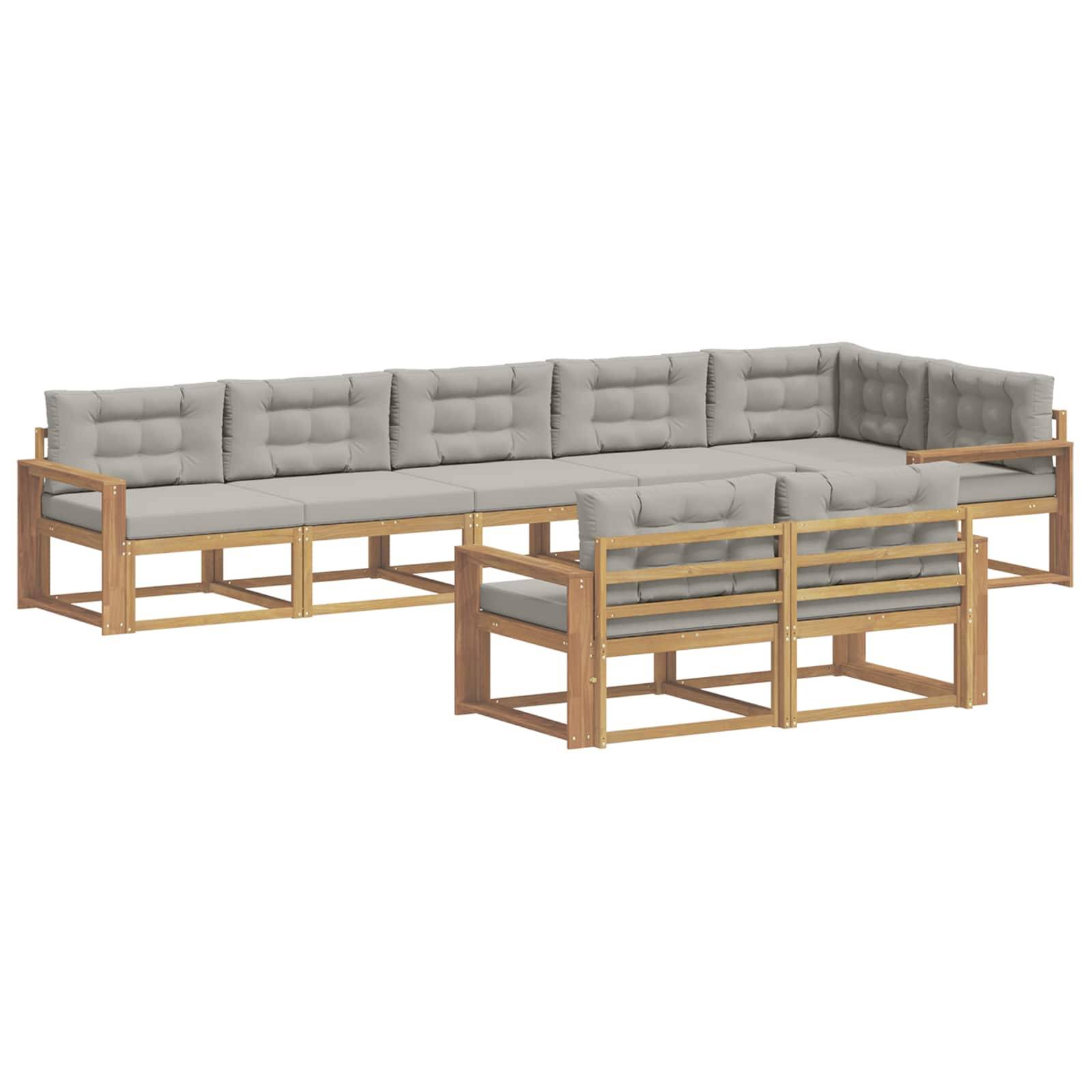 vidaXL Outdoor-Sofagarnitur 6 pcs Weiß und Hellgrau Polyester