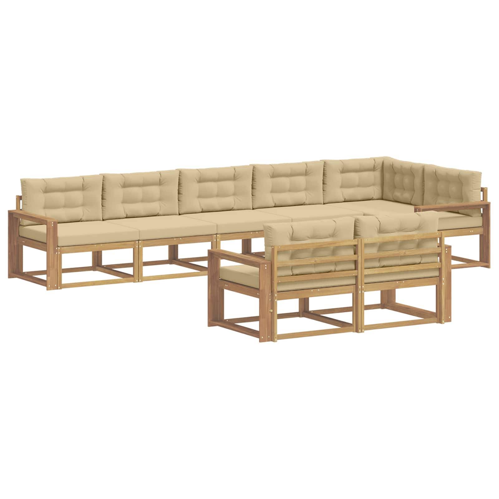 vidaXL Outdoor-Sofagarnitur mit Kissen 6 pcs Weiß und Beige Polyester