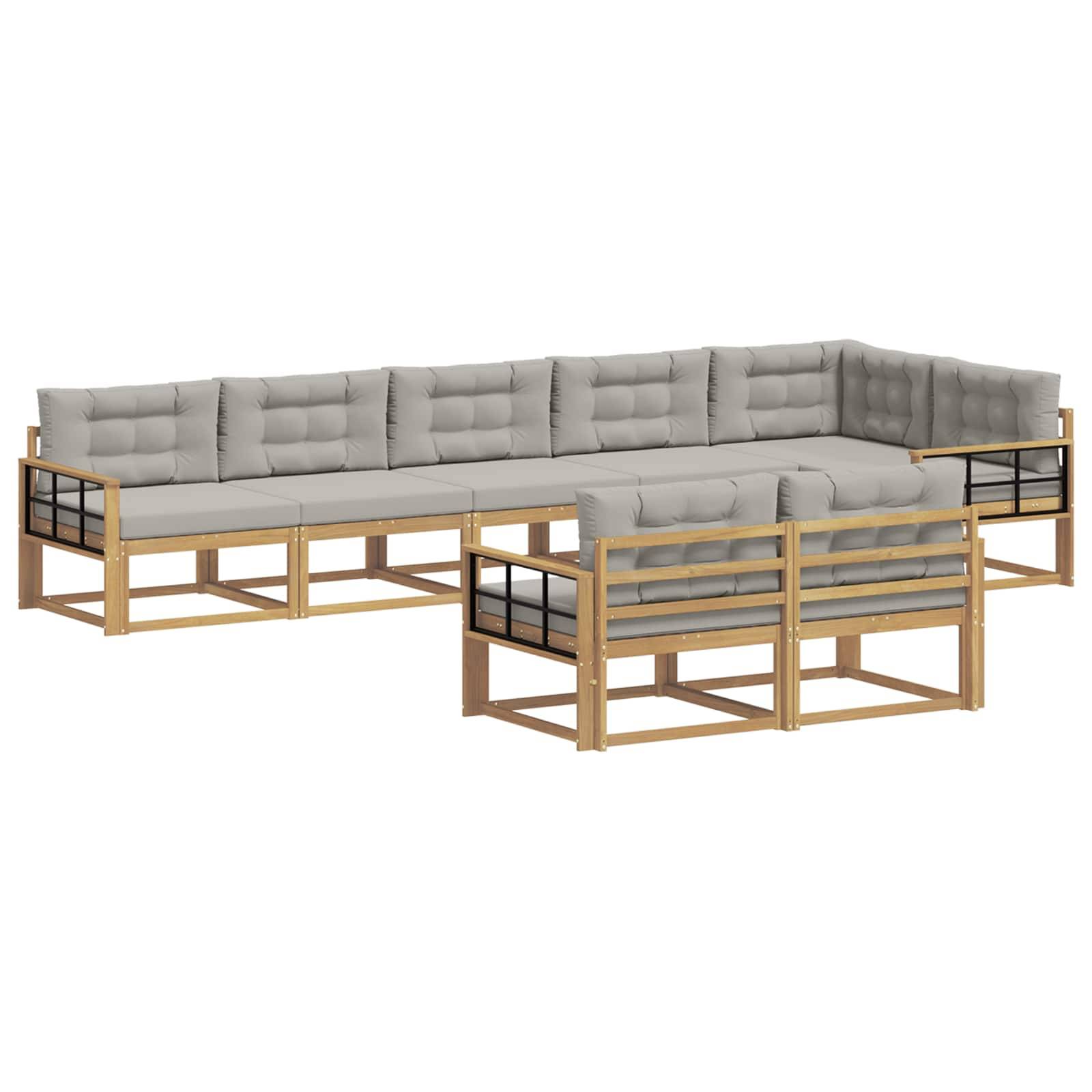 vidaXL Outdoor-Sofagarnitur 6 pcs Weiß und Hellgrau Polyester