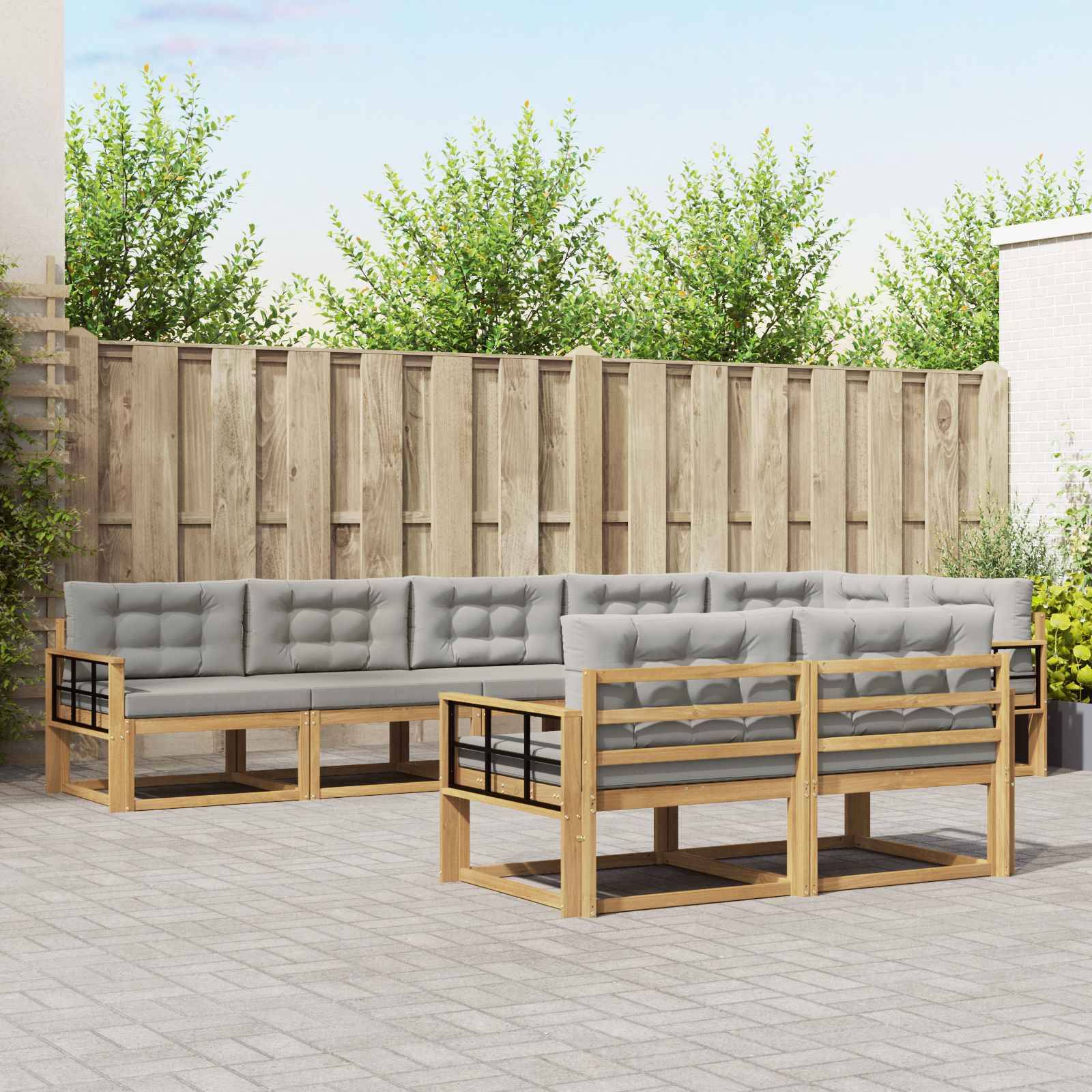 vidaXL Outdoor-Sofagarnitur 6 pcs Weiß und Hellgrau Polyester