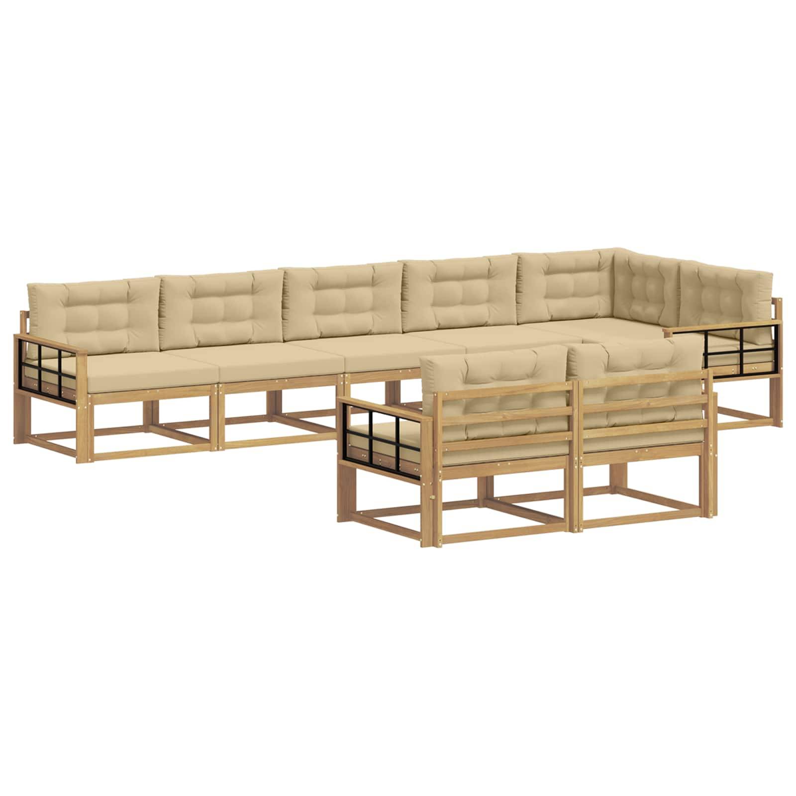 vidaXL Outdoor-Sofagarnitur mit Kissen 6 pcs Weiß und Beige Polyester