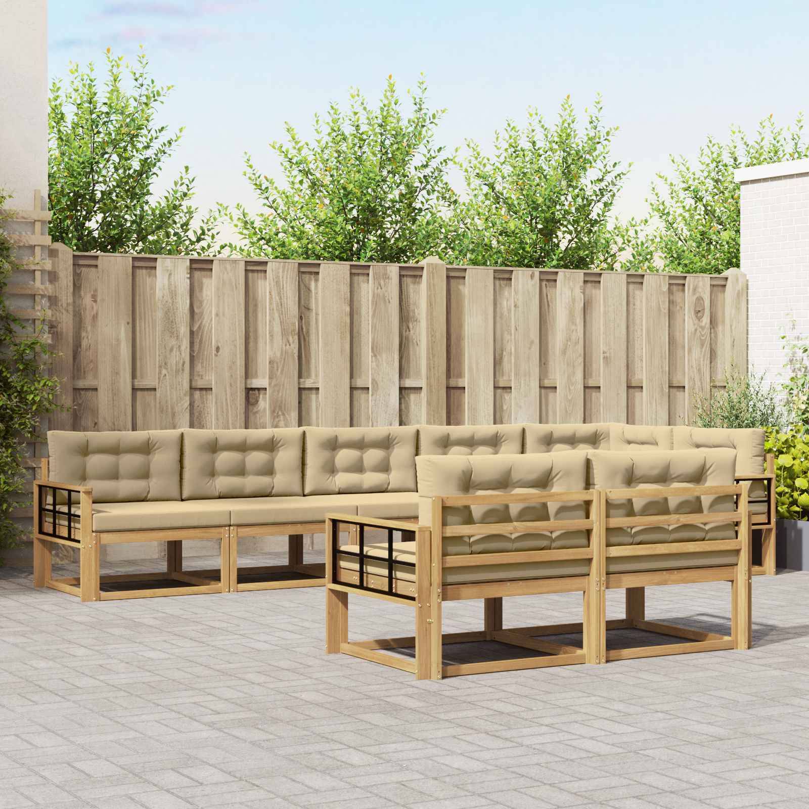 vidaXL Outdoor-Sofagarnitur mit Kissen 6 pcs Weiß und Beige Polyester