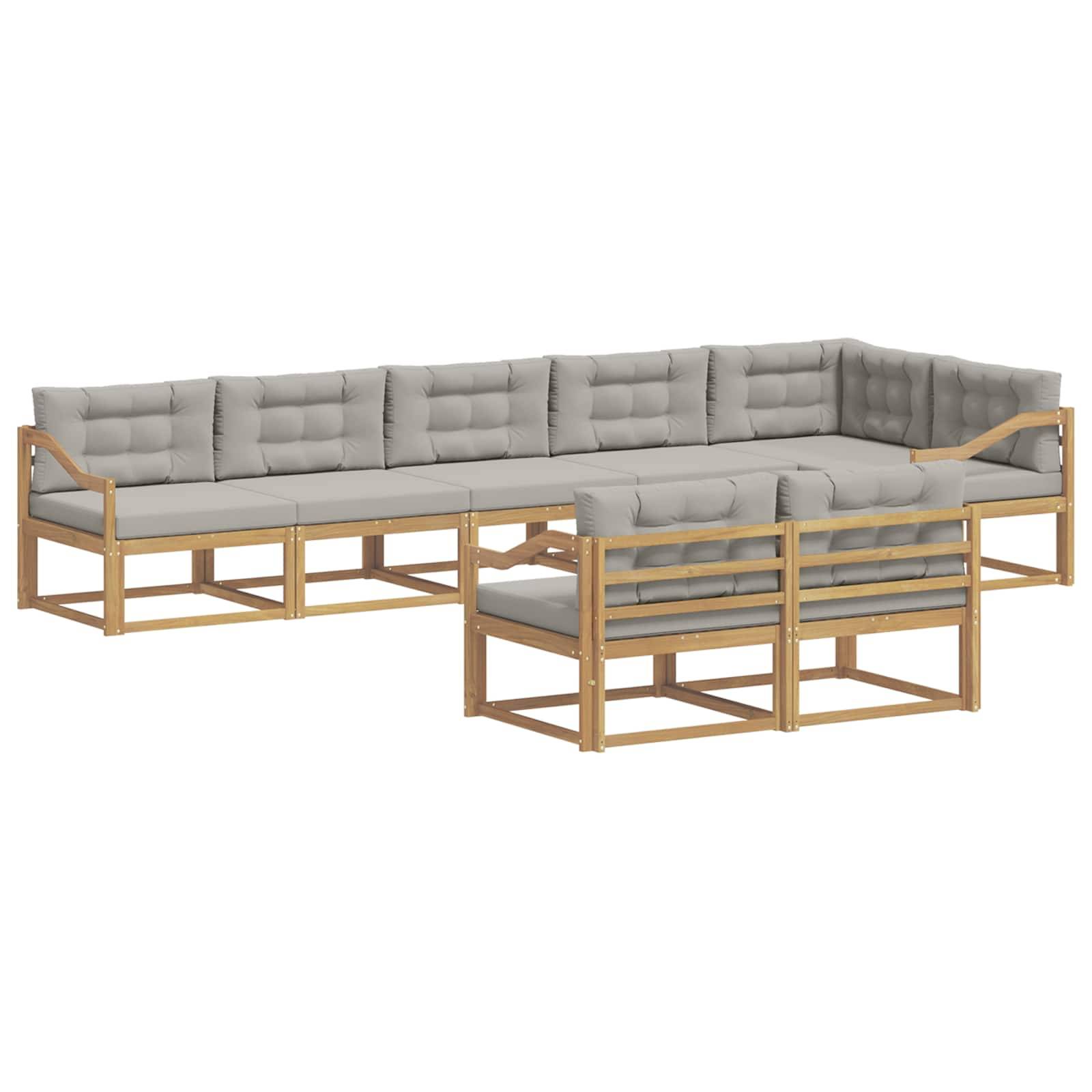 vidaXL Outdoor-Sofagarnitur 6 pcs Weiß und Hellgrau Polyester