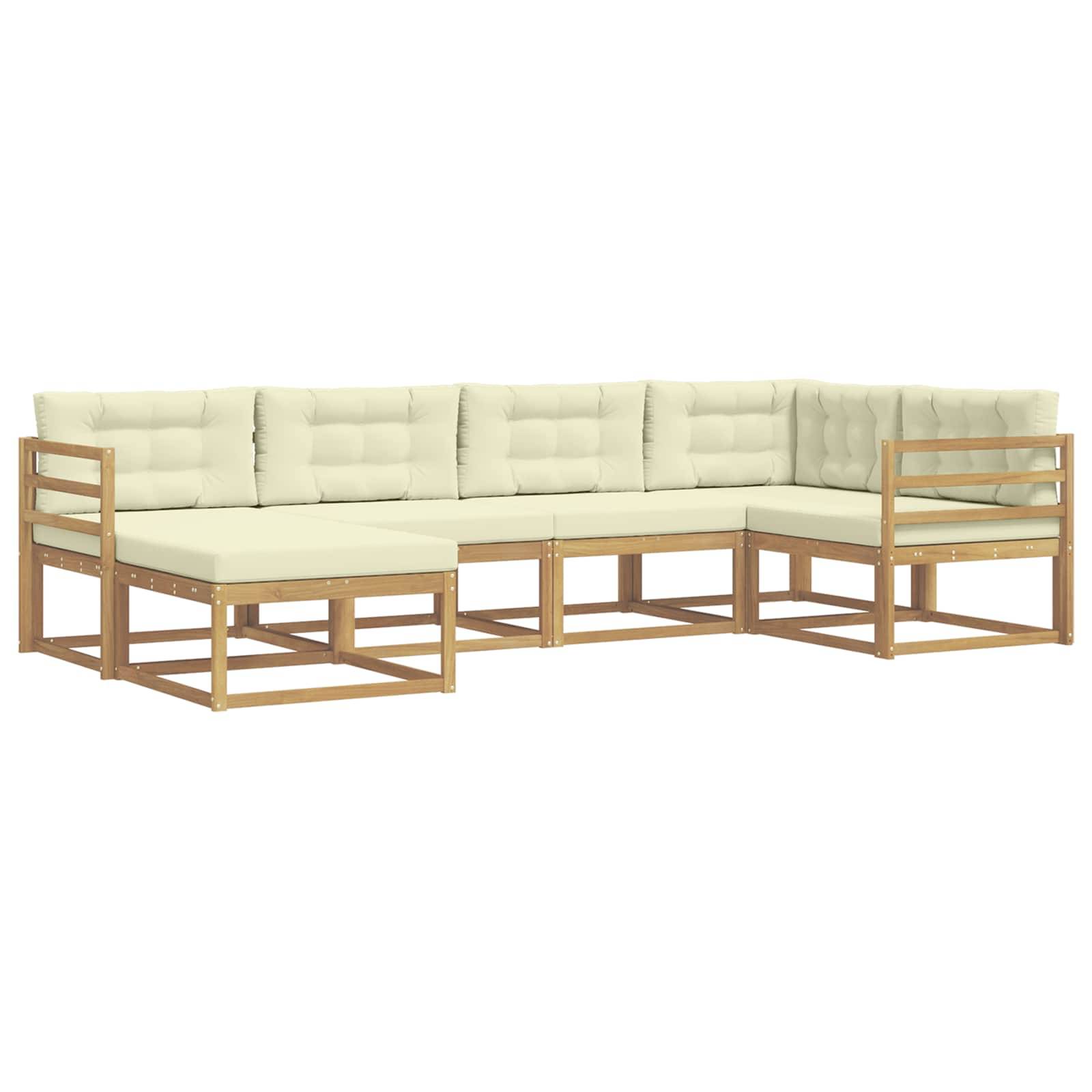 vidaXL Outdoor-Sofagarnitur mit Kissen 5 pcs Weiß und Creme Polyester