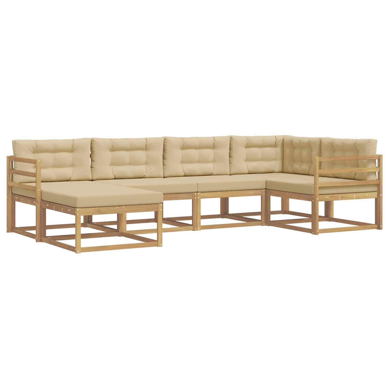 vidaXL Outdoor-Sofagarnitur mit Kissen 5 pcs Weiß und Beige Polyester