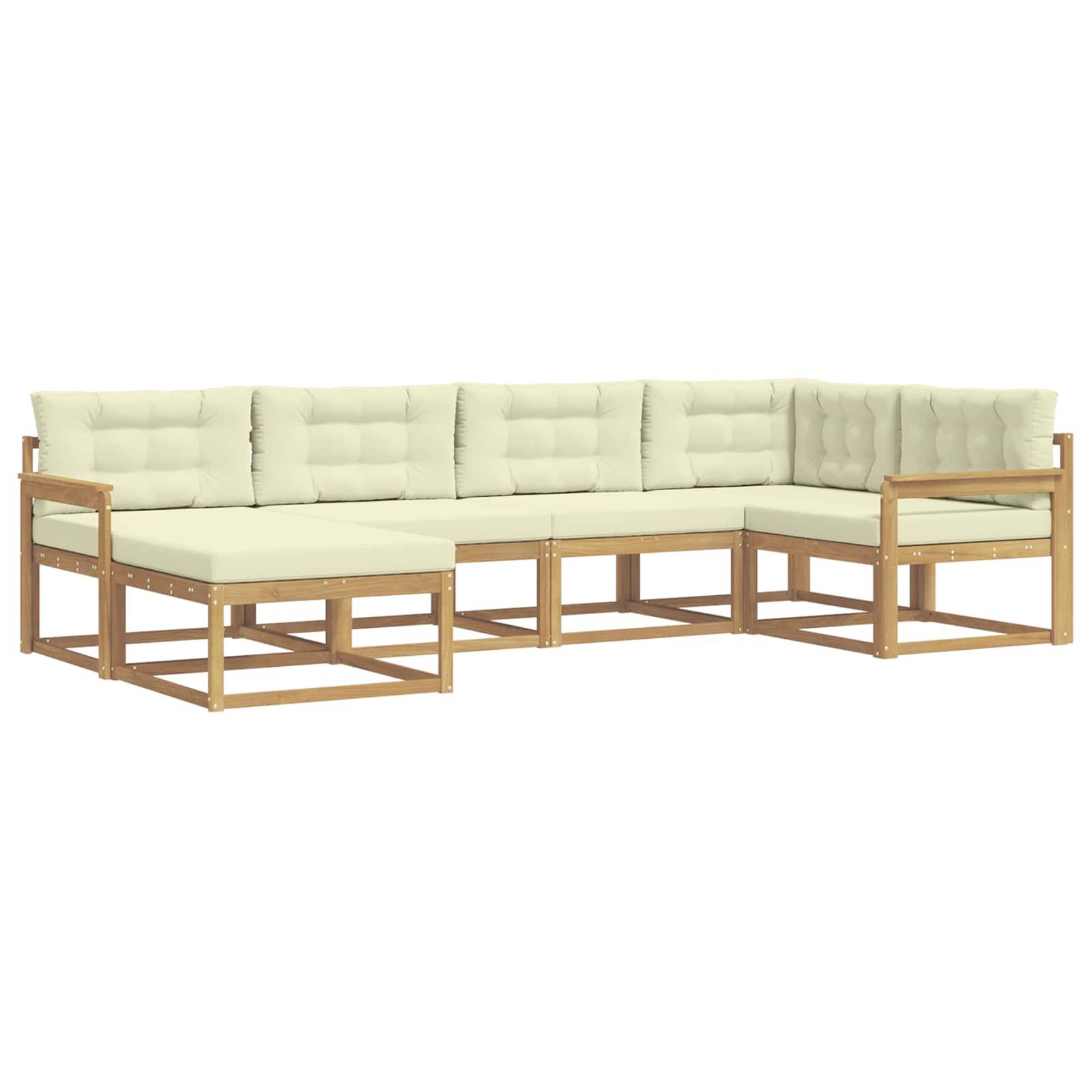 vidaXL Outdoor-Sofagarnitur mit Kissen 5 pcs Weiß und Creme Polyester