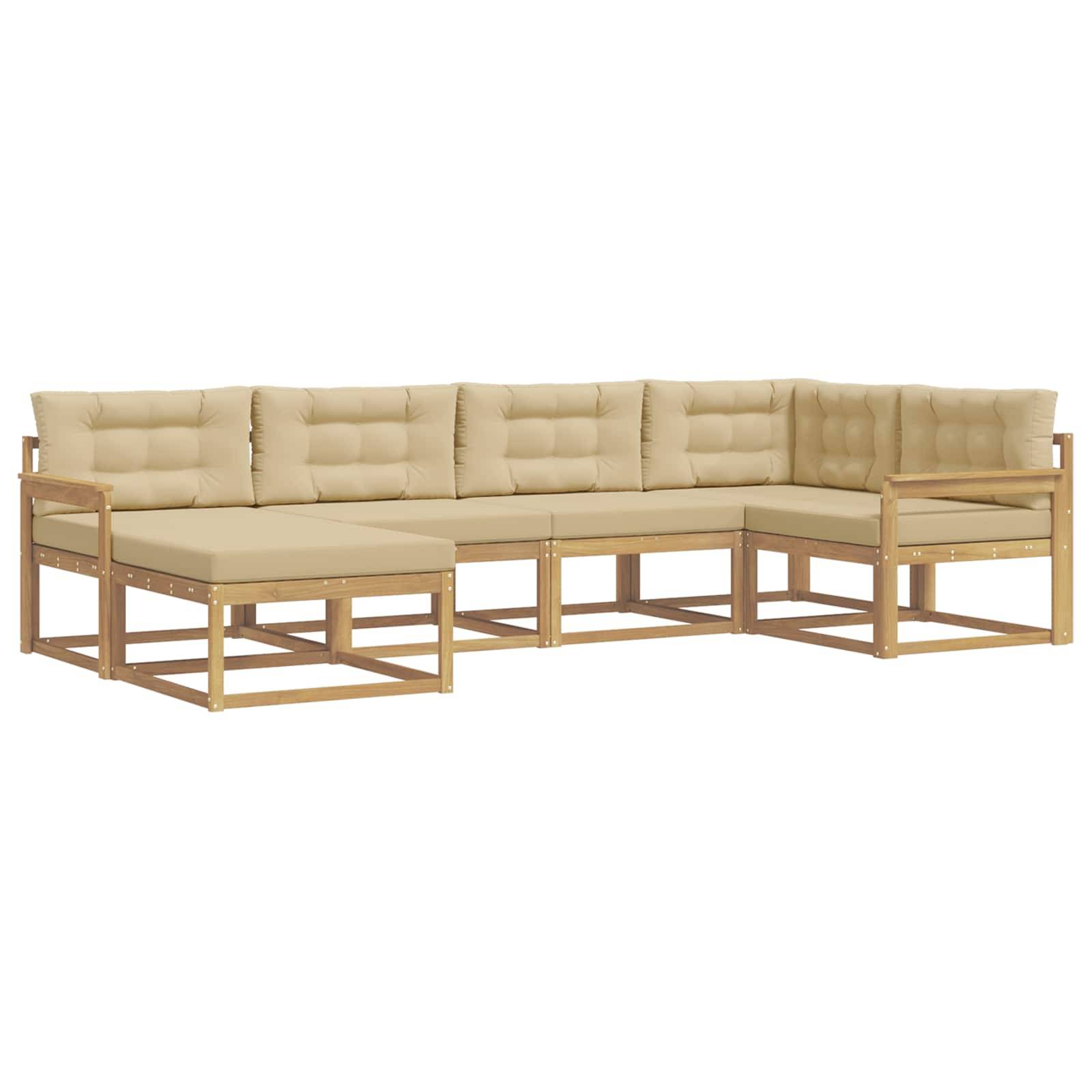 vidaXL Outdoor-Sofagarnitur mit Kissen 5 pcs Weiß und Beige Polyester