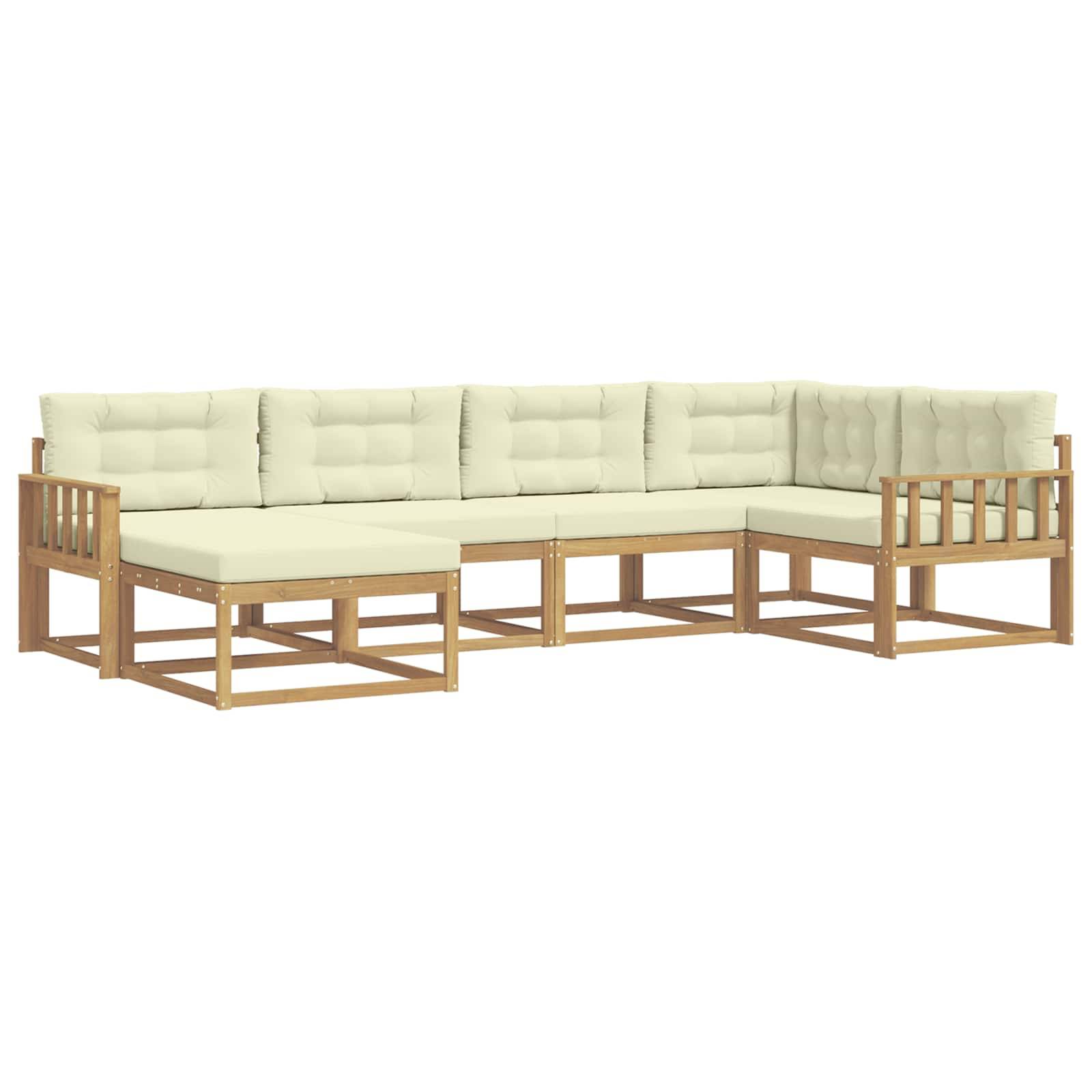 vidaXL Outdoor-Sofagarnitur mit Kissen 5 pcs Weiß und Creme Polyester