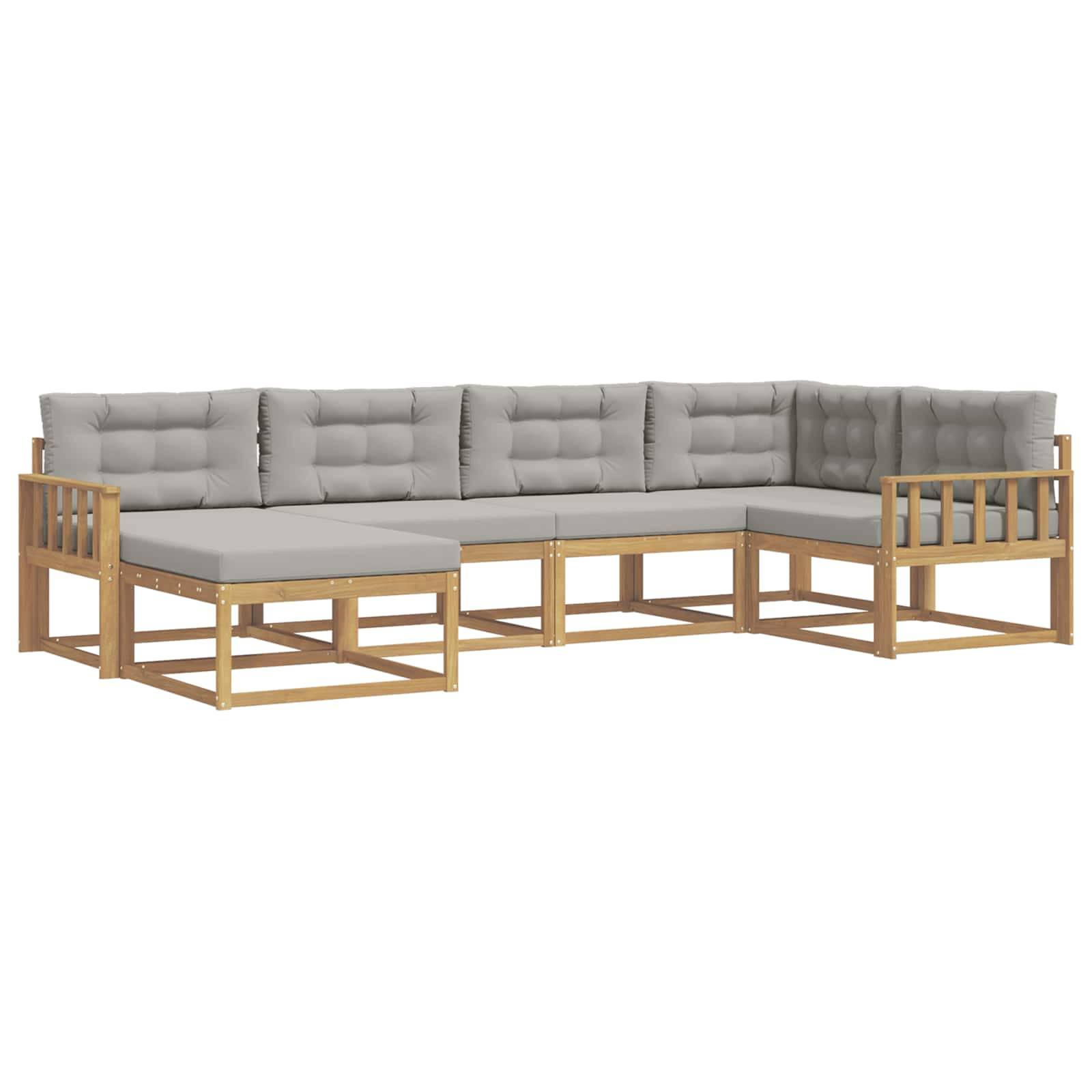 vidaXL Outdoor-Sofagarnitur 5 pcs Weiß und Hellgrau Polyester