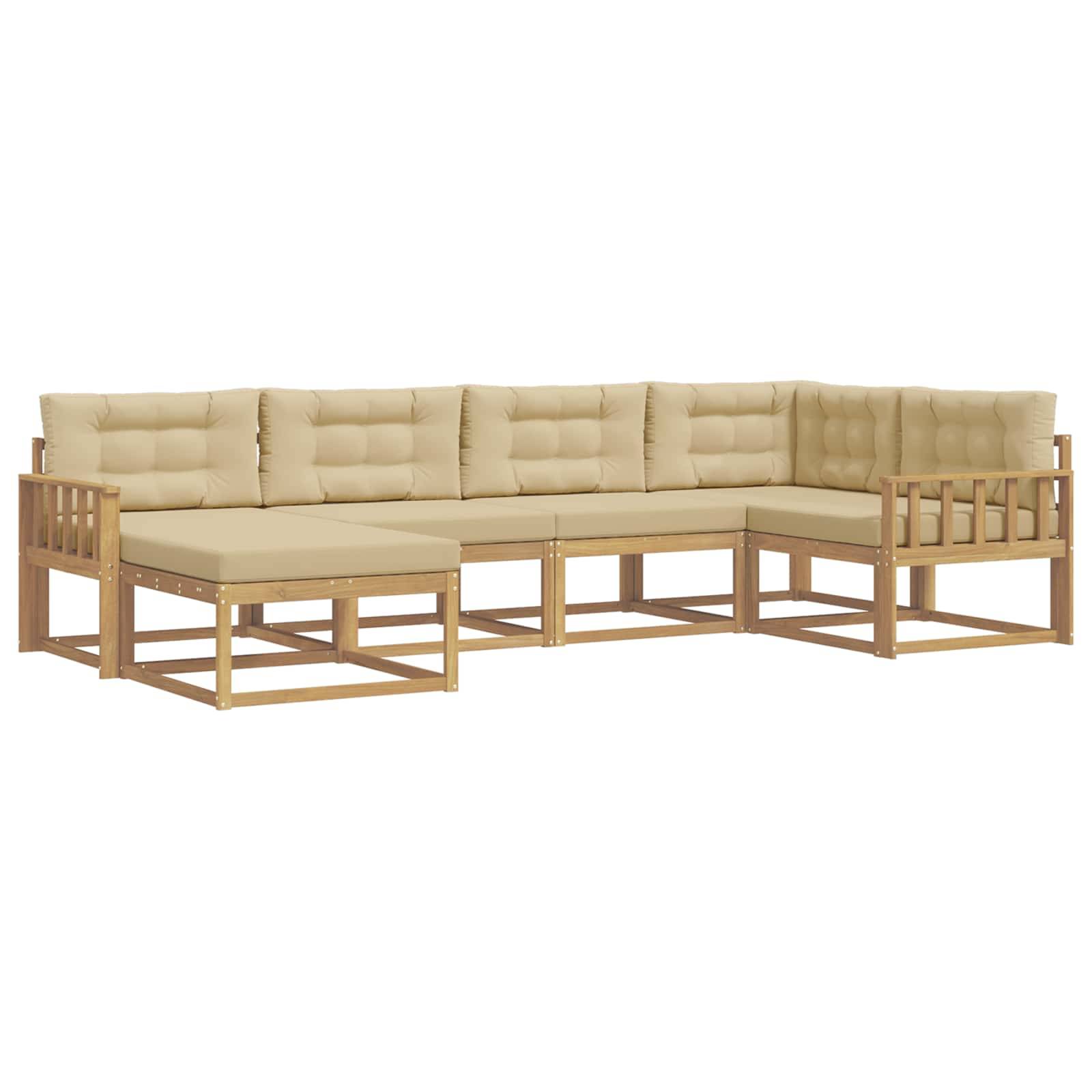 vidaXL Outdoor-Sofagarnitur mit Kissen 5 pcs Weiß und Beige Polyester