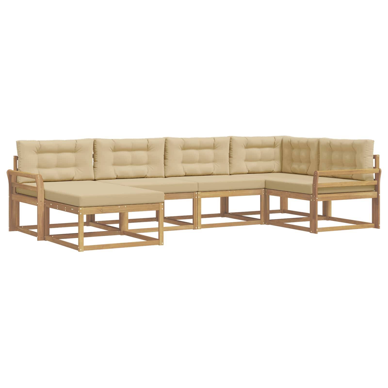 vidaXL Outdoor-Sofagarnitur mit Kissen 5 pcs Weiß und Beige Polyester
