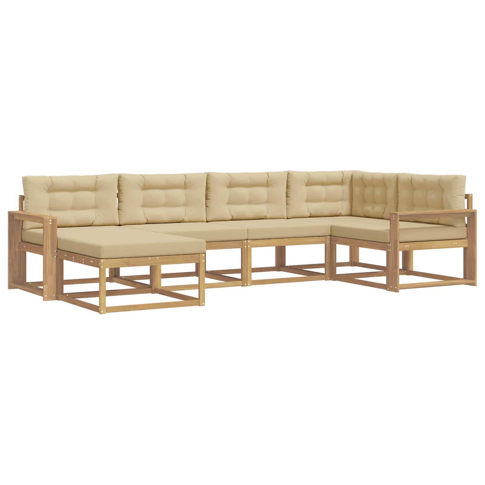 vidaXL Outdoor-Sofagarnitur mit Kissen 5 pcs Weiß und Beige Polyester