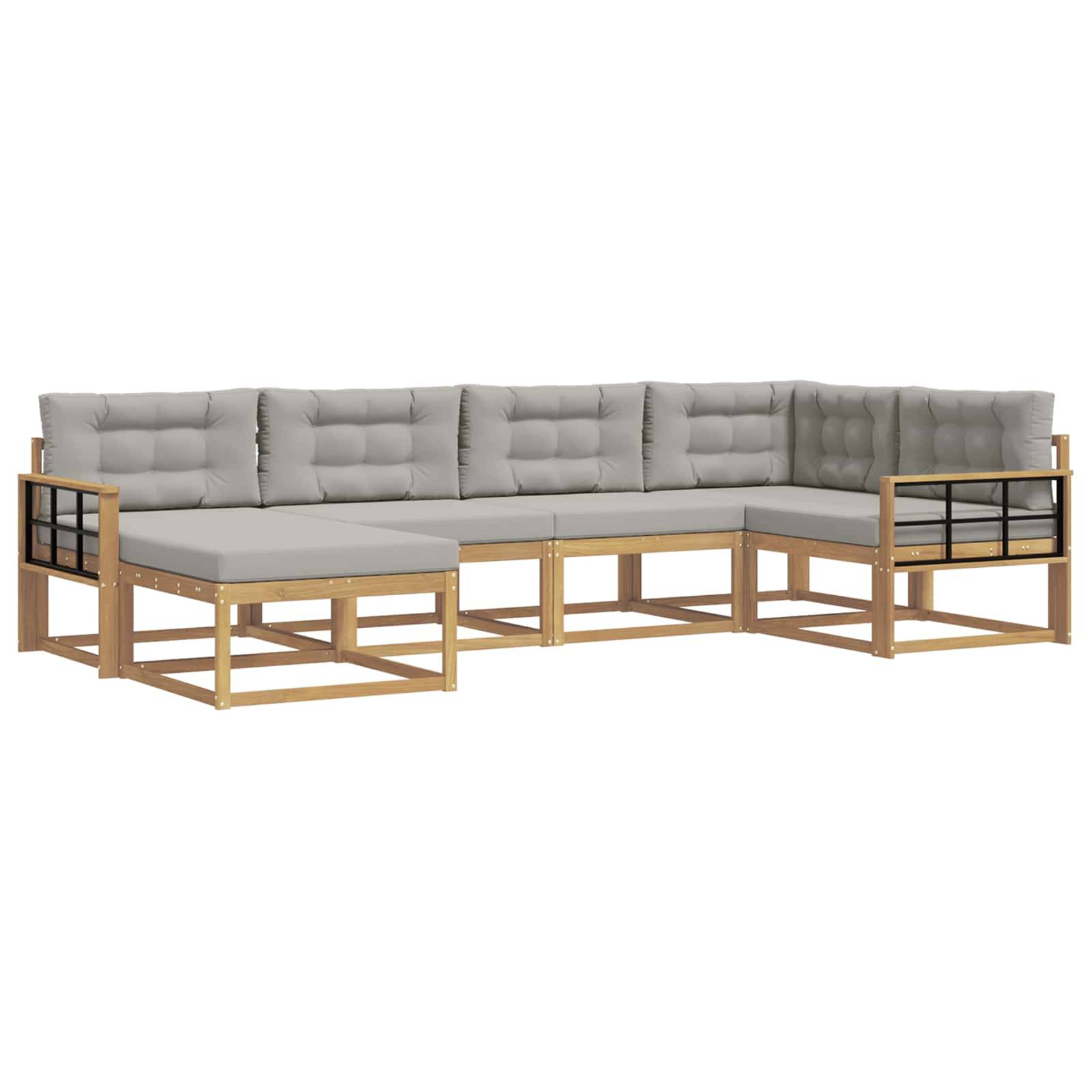 vidaXL Outdoor-Sofagarnitur 5 pcs Weiß und Hellgrau Polyester