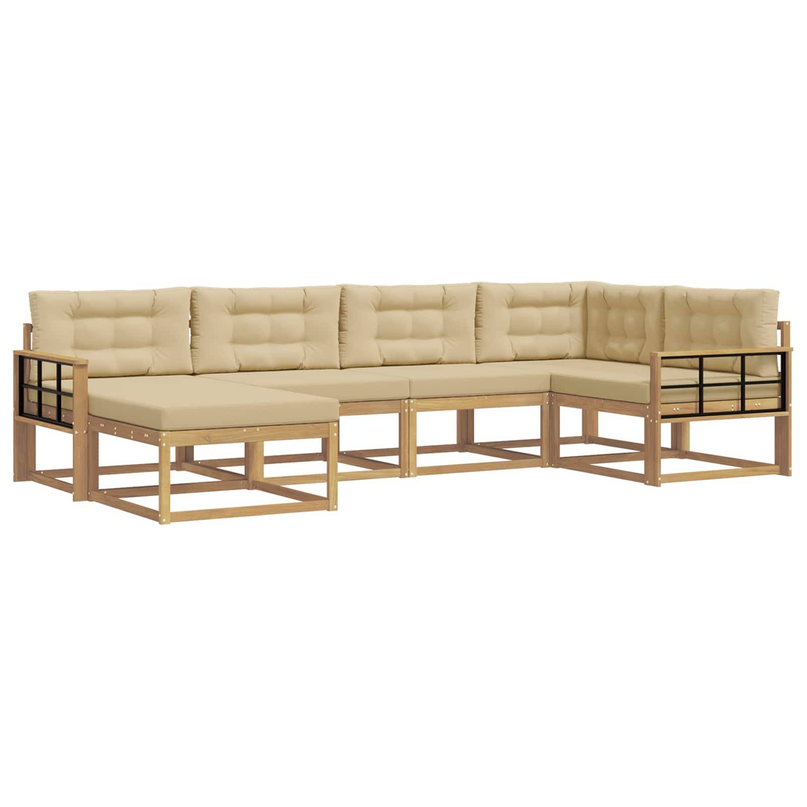 vidaXL Outdoor-Sofagarnitur mit Kissen 5 pcs Weiß und Beige Polyester