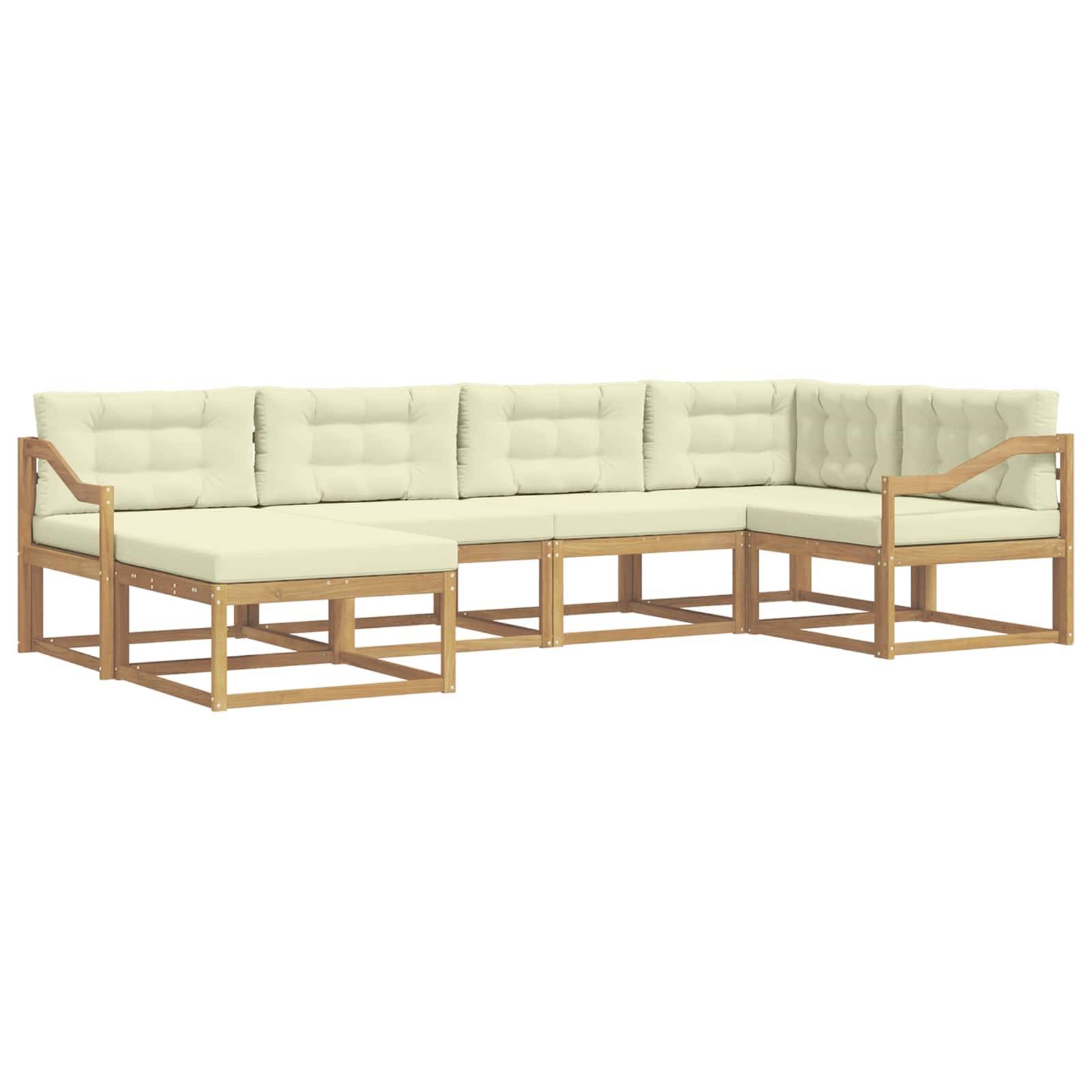vidaXL Outdoor-Sofagarnitur mit Kissen 5 pcs Weiß und Creme Polyester