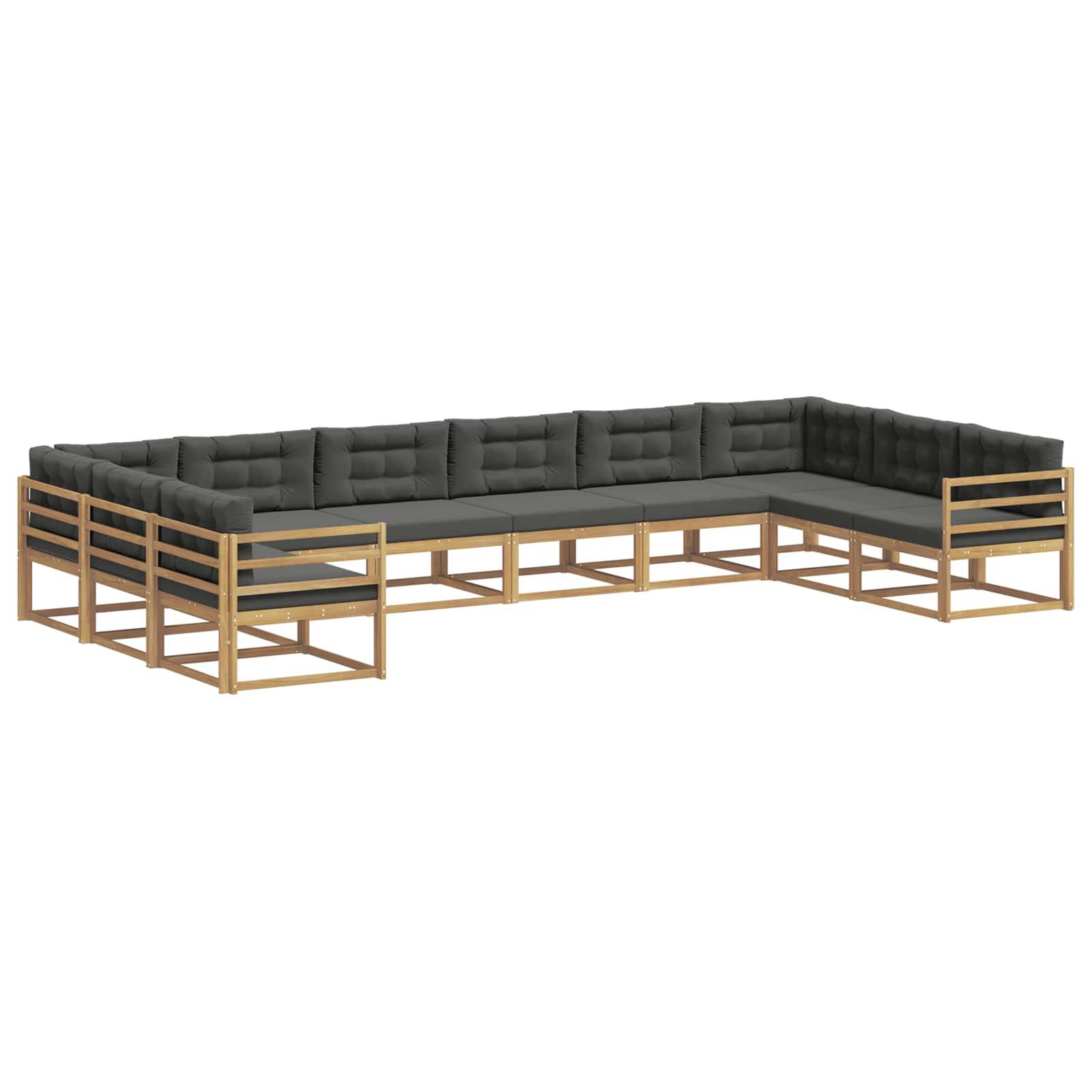 vidaXL Outdoor-Sofagarnitur mit Kissen 10 pcs Weiß und Anthrazit