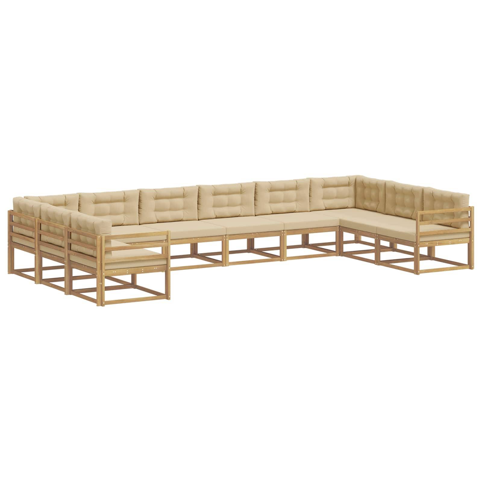 vidaXL Outdoor-Sofagarnitur mit Kissen 10 pcs Weiß und Beige