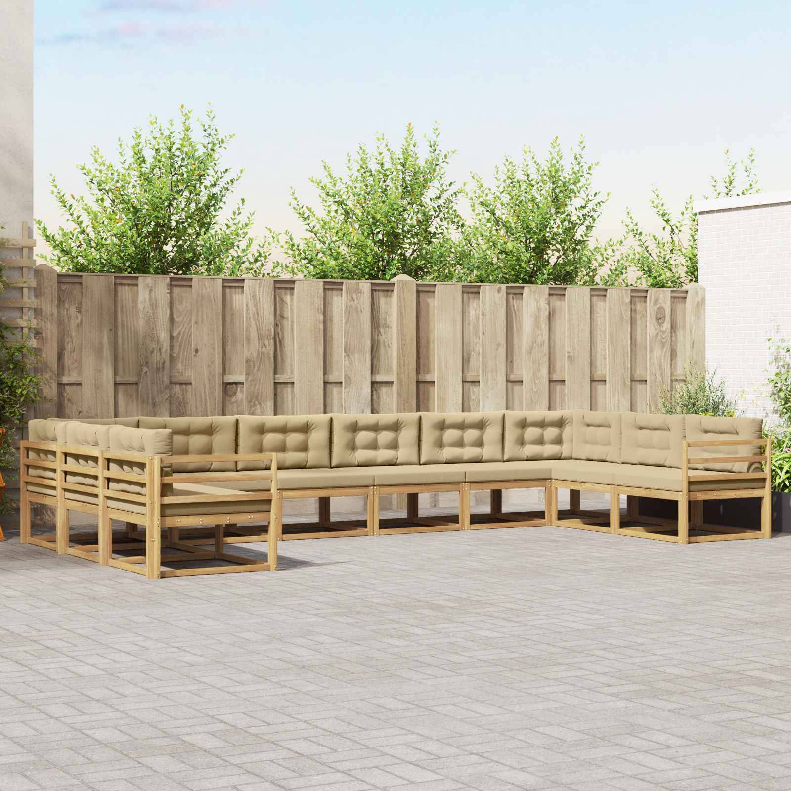 vidaXL Outdoor-Sofagarnitur mit Kissen 10 pcs Weiß und Beige