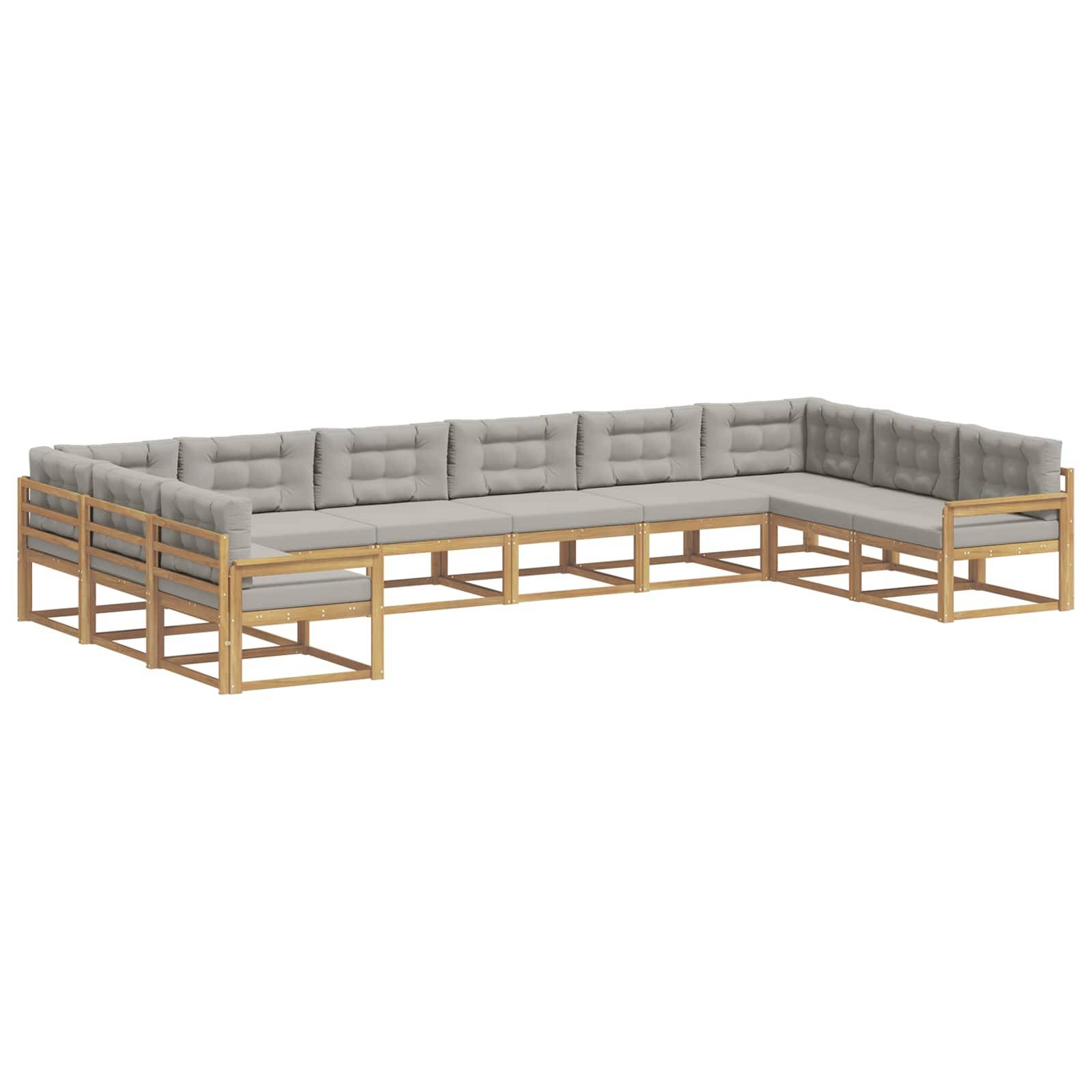 vidaXL Outdoor-Sofagarnitur mit Kissen 10 pcs Weiß und Hellgrau