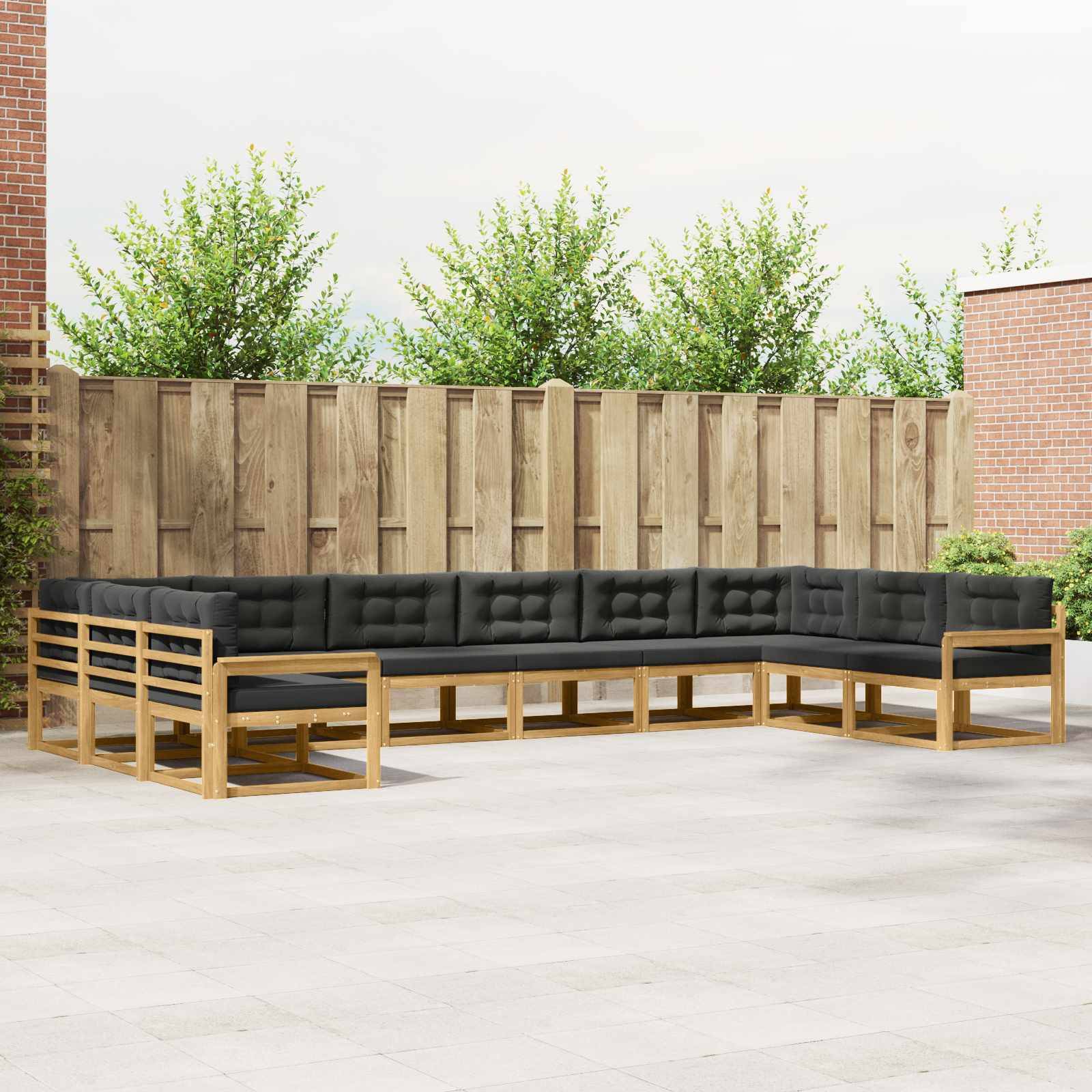 vidaXL Outdoor-Sofagarnitur mit Kissen 10 pcs Weiß und Anthrazit