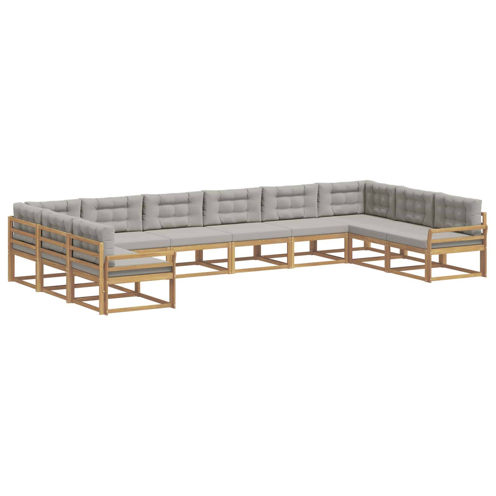 vidaXL Outdoor-Sofagarnitur mit Kissen 10 pcs Weiß und Hellgrau