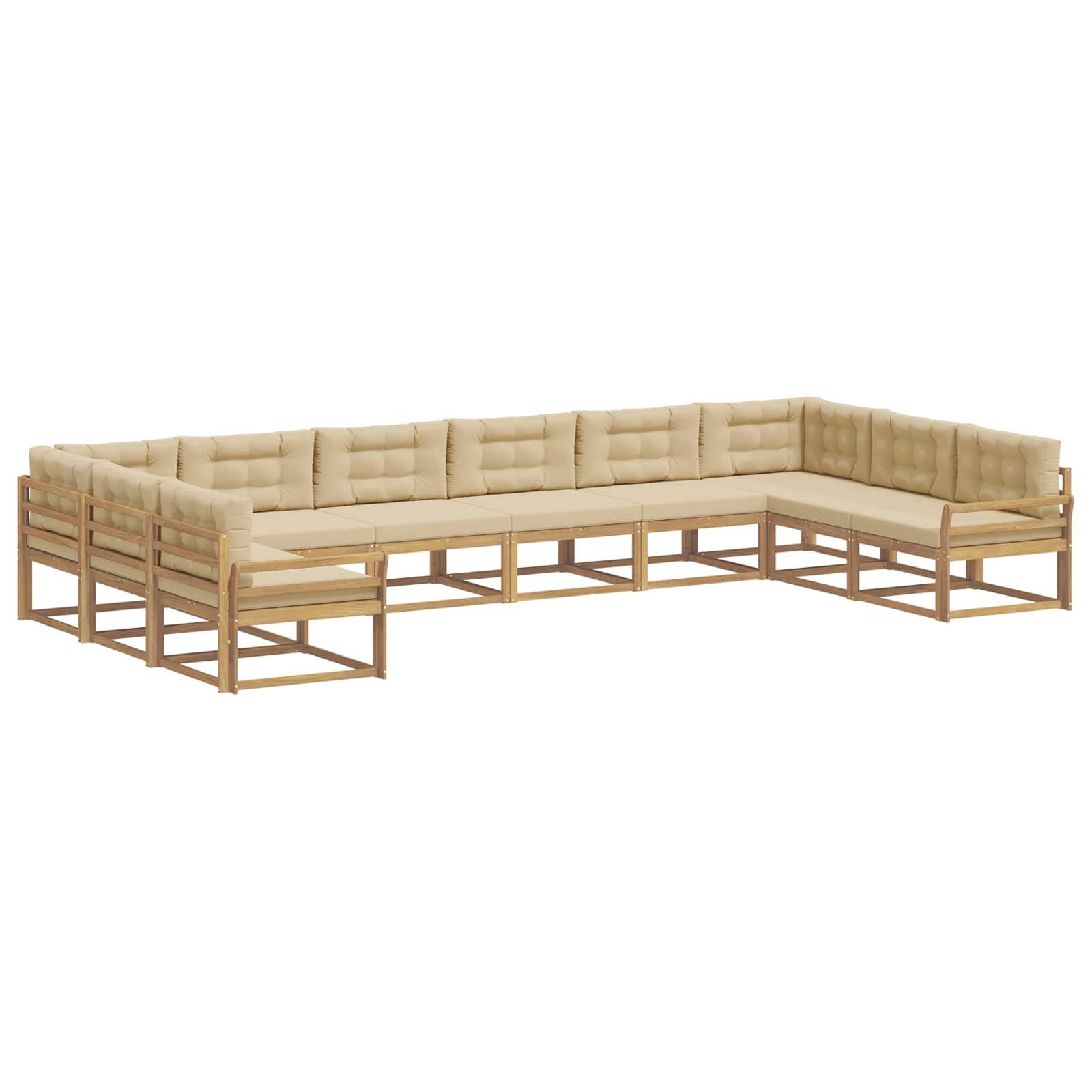 vidaXL Outdoor-Sofagarnitur mit Kissen 10 pcs Weiß und Beige