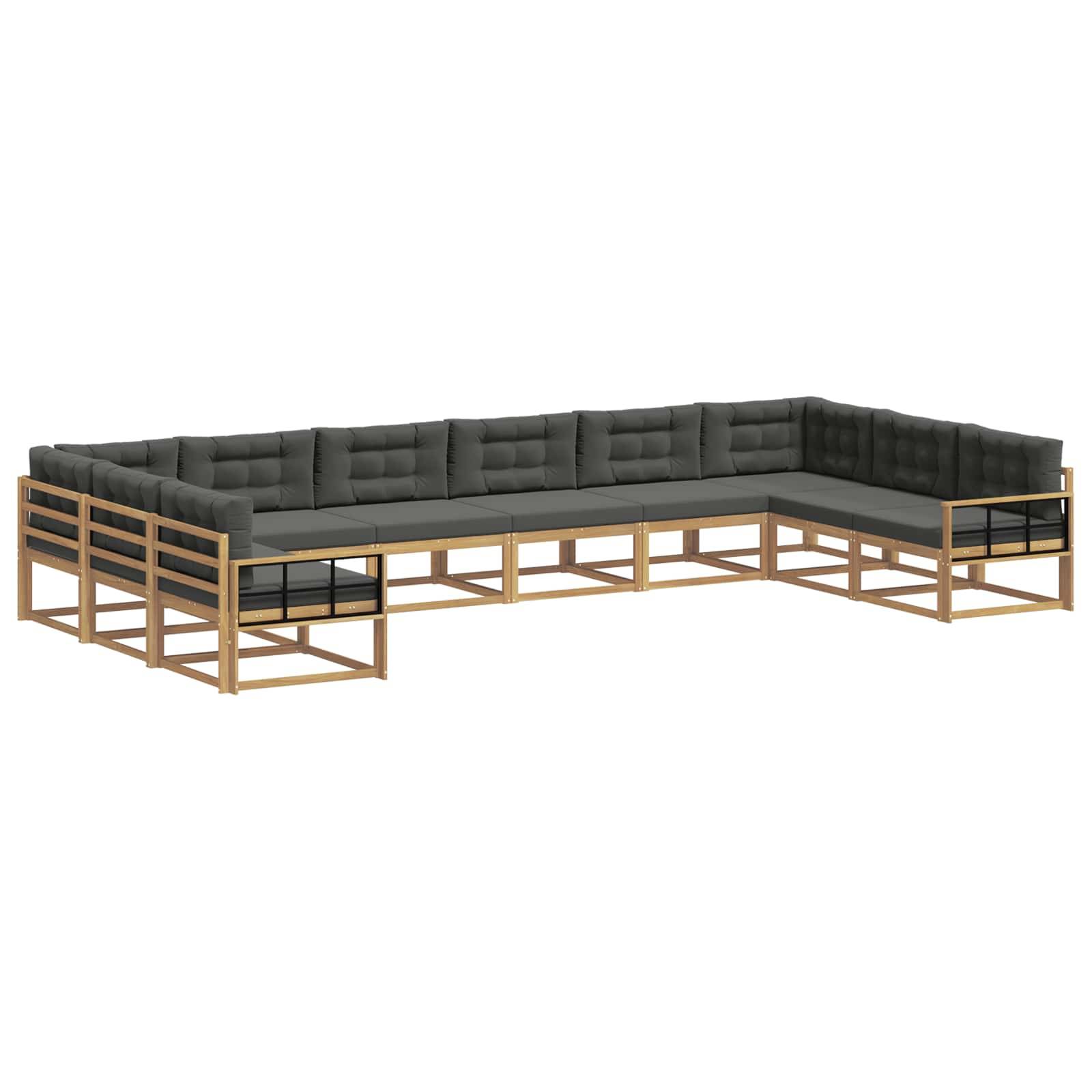 vidaXL Outdoor-Sofagarnitur mit Kissen 10 pcs Weiß und Anthrazit