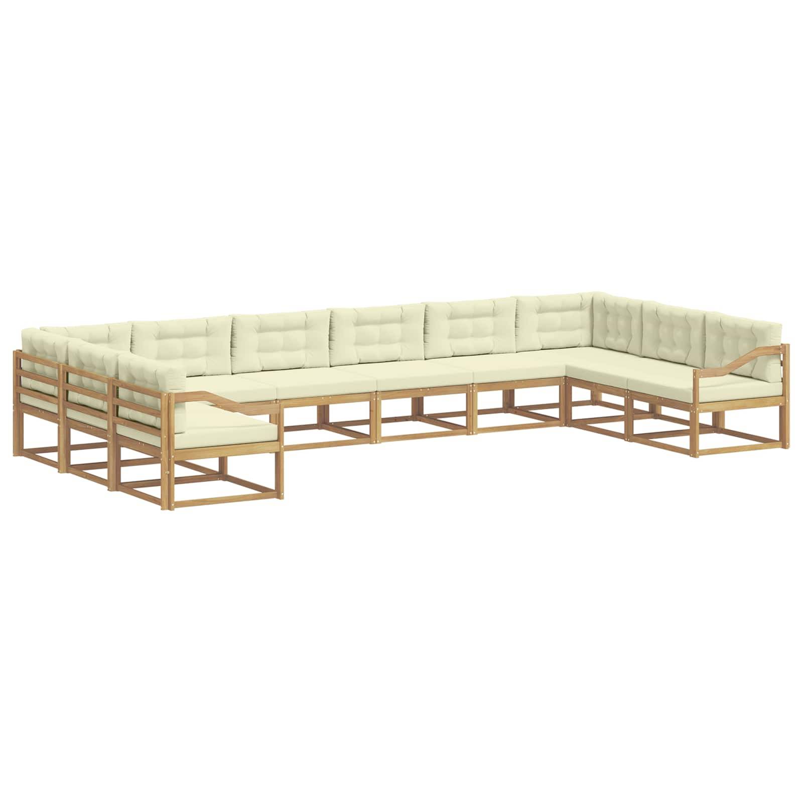 vidaXL Outdoor-Sofagarnitur mit Kissen 10 pcs Weiß und Creme