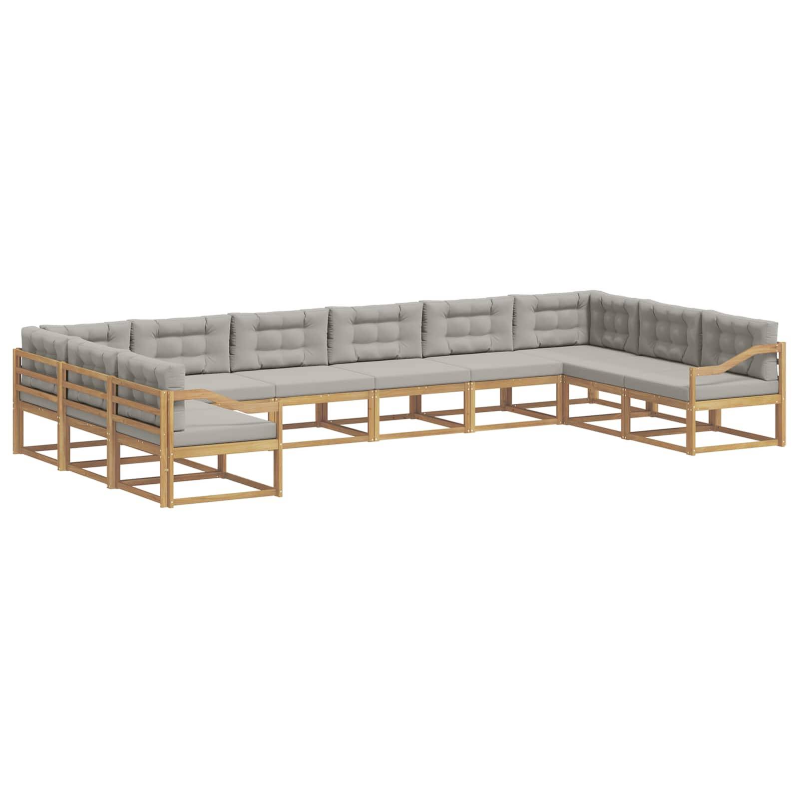 vidaXL Outdoor-Sofagarnitur mit Kissen 10 pcs Weiß und Hellgrau
