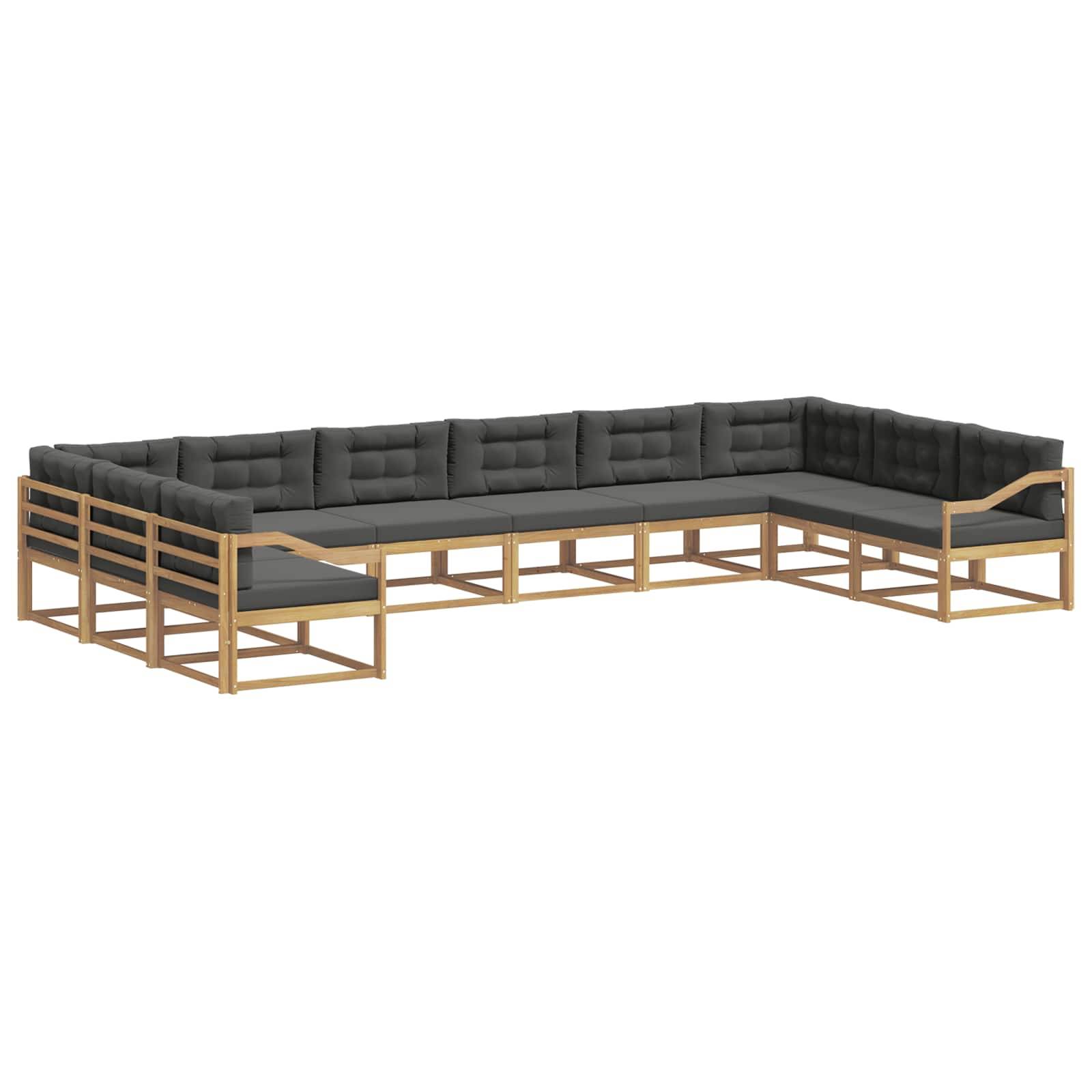 vidaXL Outdoor-Sofagarnitur mit Kissen 10 pcs Weiß und Anthrazit
