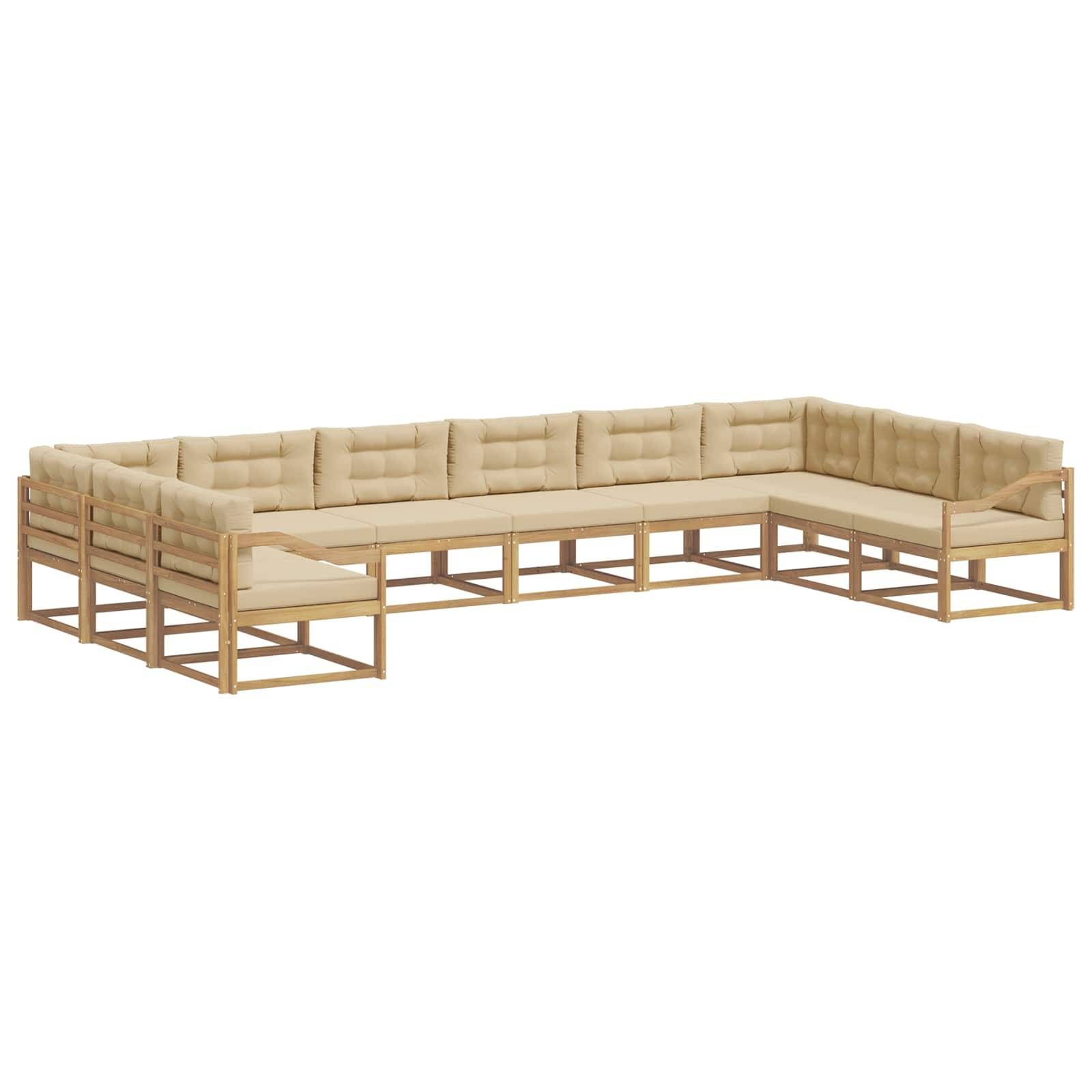 vidaXL Outdoor-Sofagarnitur mit Kissen 10 pcs Weiß und Beige