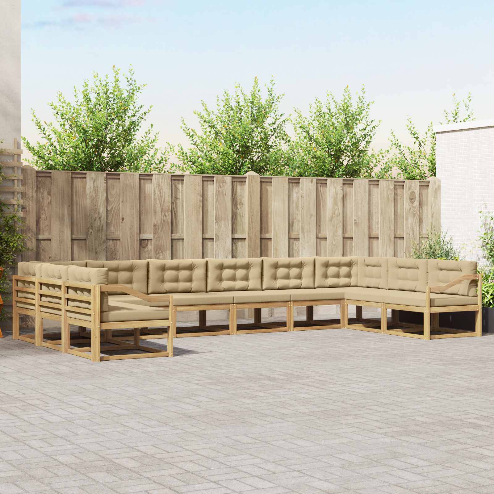 vidaXL Outdoor-Sofagarnitur mit Kissen 10 pcs Weiß und Beige