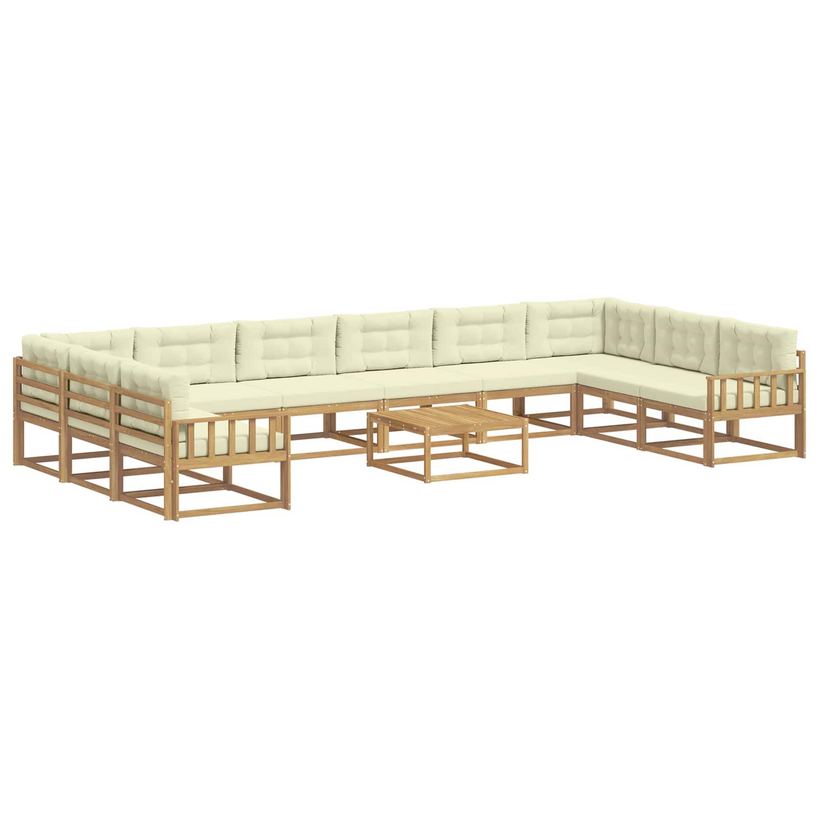 vidaXL Outdoor-Sofagarnitur mit Kissen 11 pcs Weiß und Creme