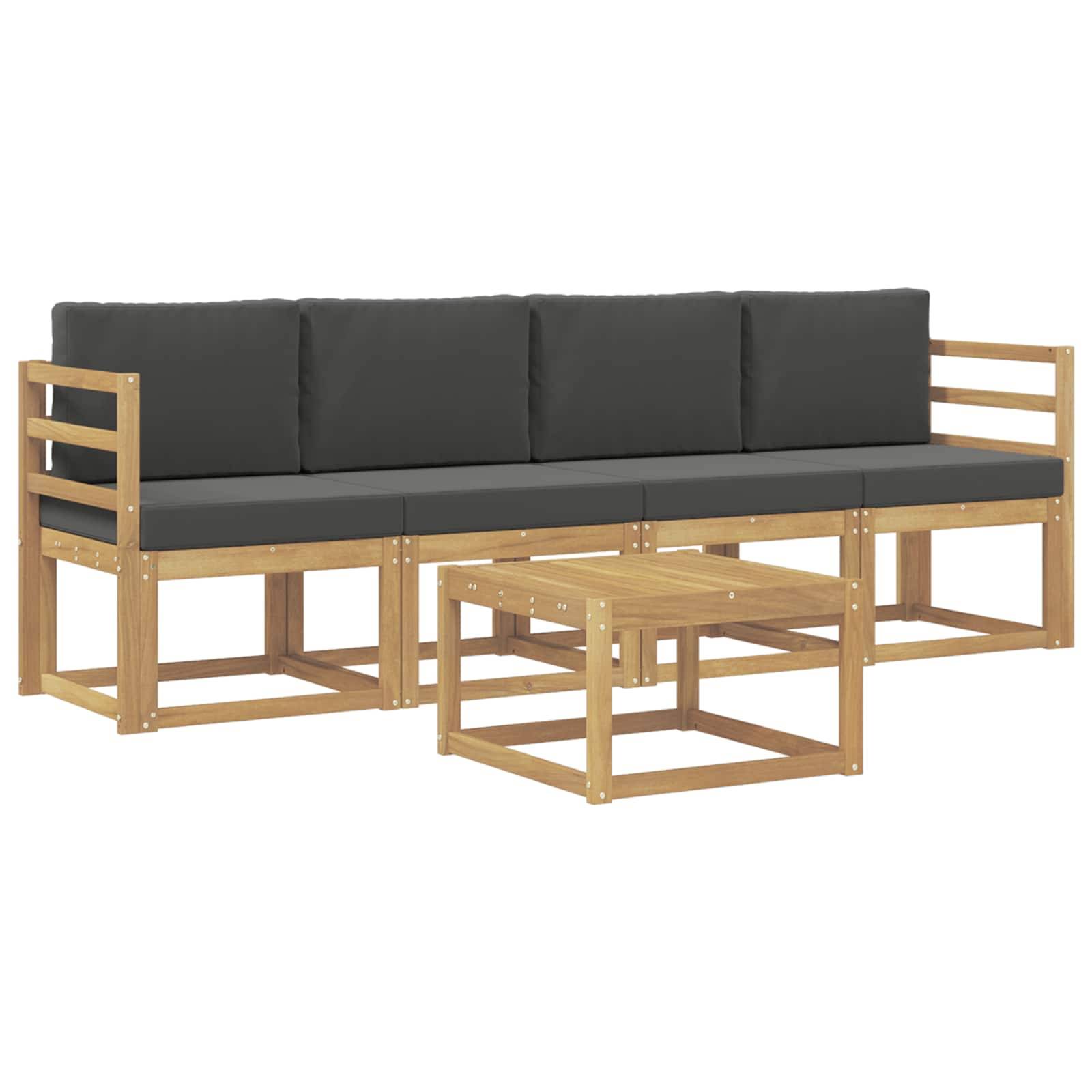 vidaXL Outdoor-Sofagarnitur mit Kissen 5 pcs Weiß und Anthrazit