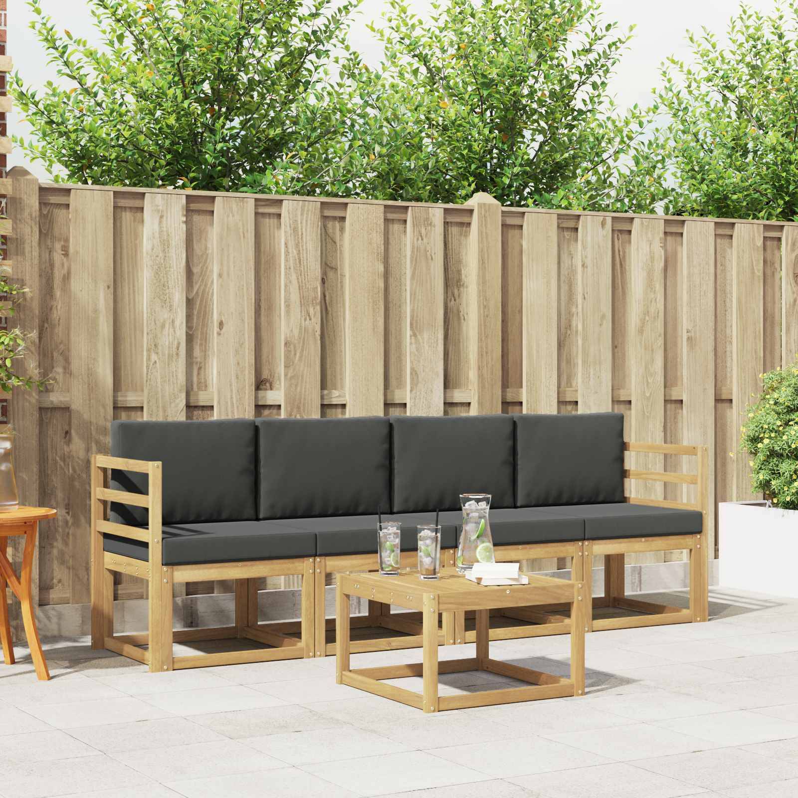 vidaXL Outdoor-Sofagarnitur mit Kissen 5 pcs Weiß und Anthrazit