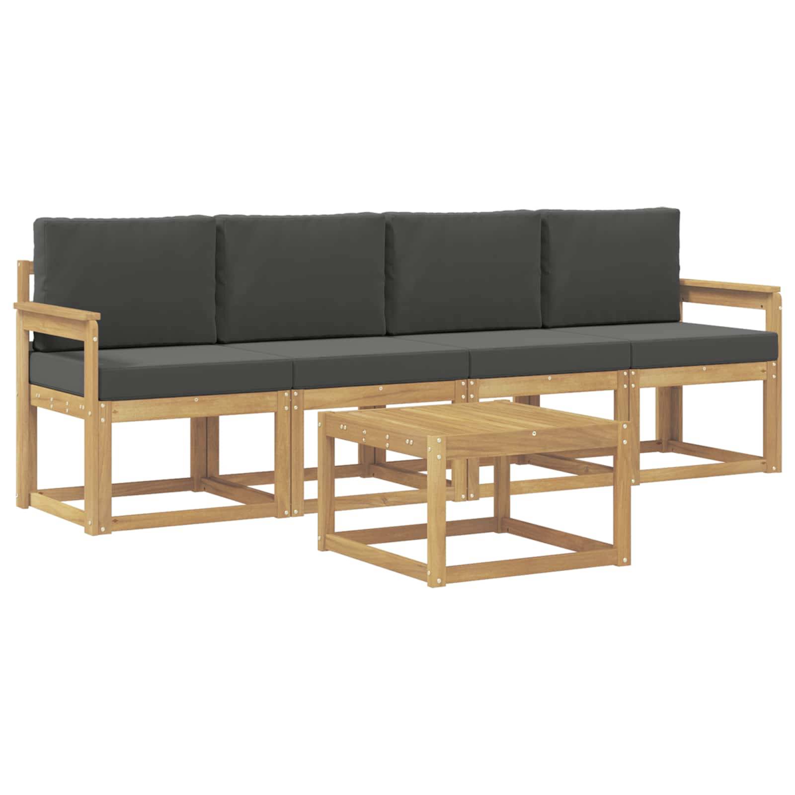 vidaXL Outdoor-Sofagarnitur mit Kissen 5 pcs Weiß und Anthrazit