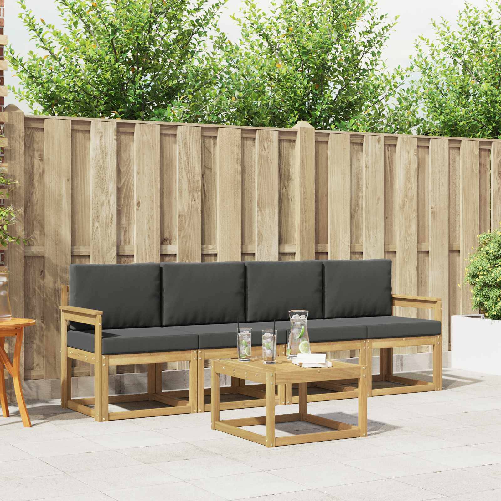 vidaXL Outdoor-Sofagarnitur mit Kissen 5 pcs Weiß und Anthrazit