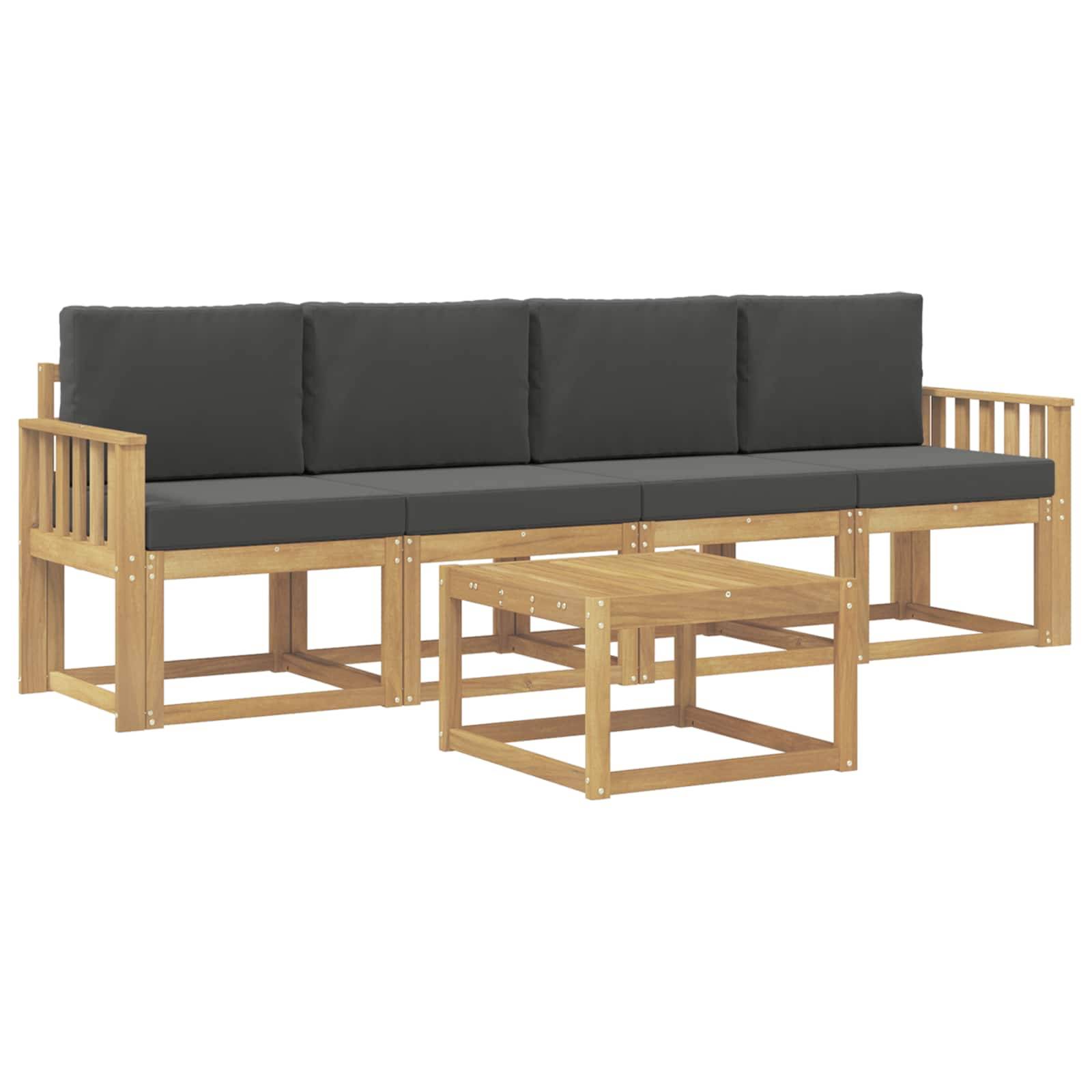 vidaXL Outdoor-Sofagarnitur mit Kissen 5 pcs Weiß und Anthrazit
