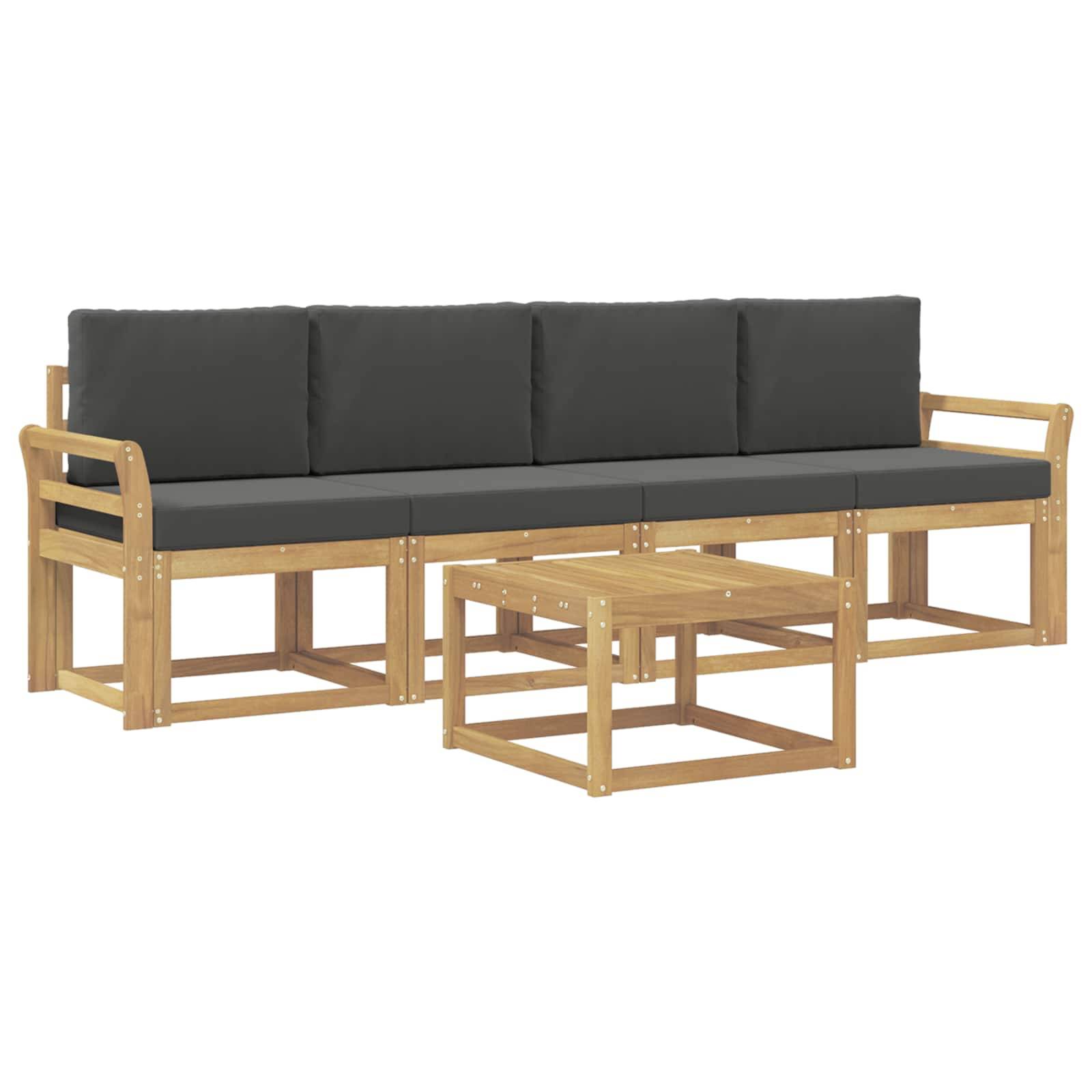 vidaXL Outdoor-Sofagarnitur mit Kissen 5 pcs Weiß und Anthrazit