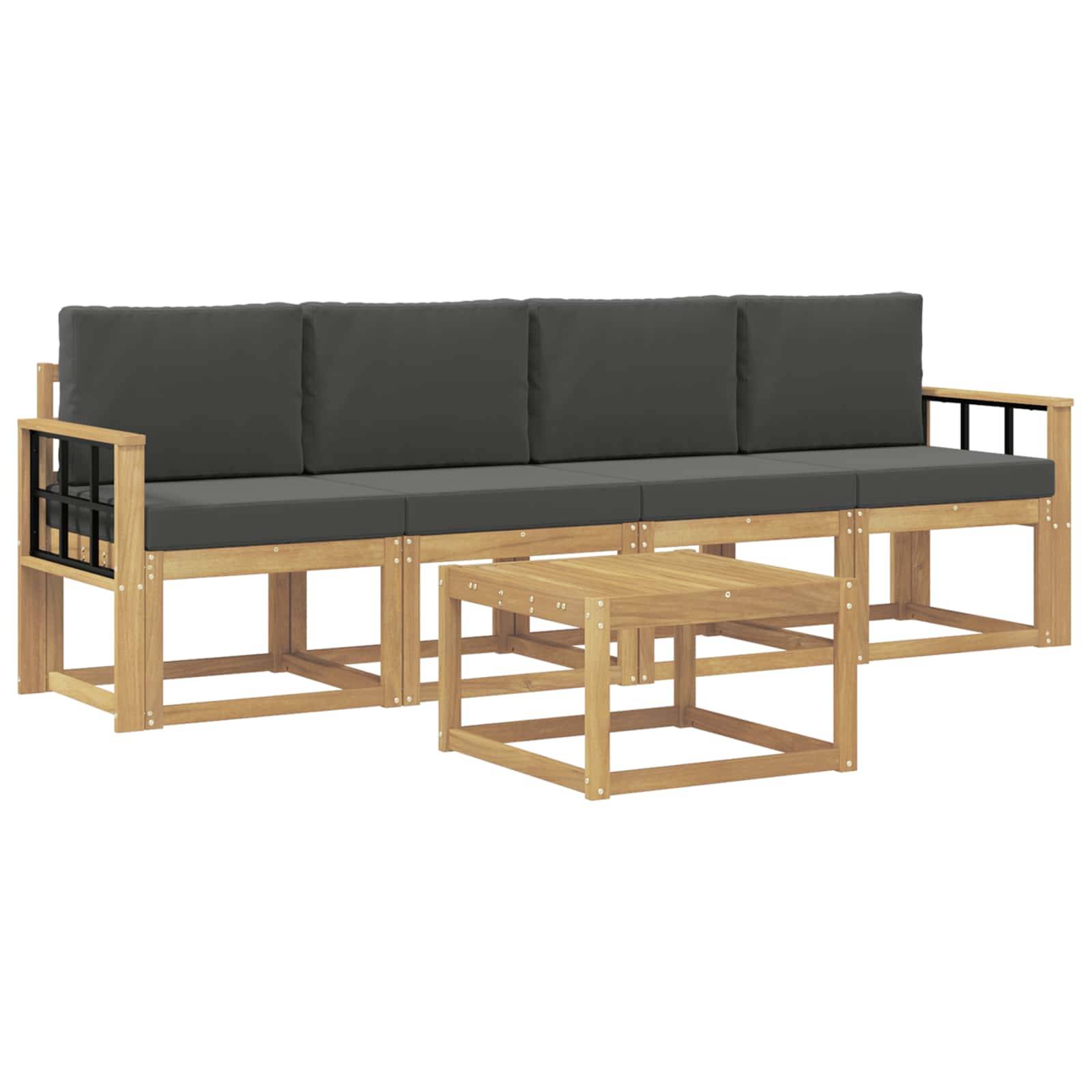 vidaXL Outdoor-Sofagarnitur mit Kissen 5 pcs Weiß und Anthrazit