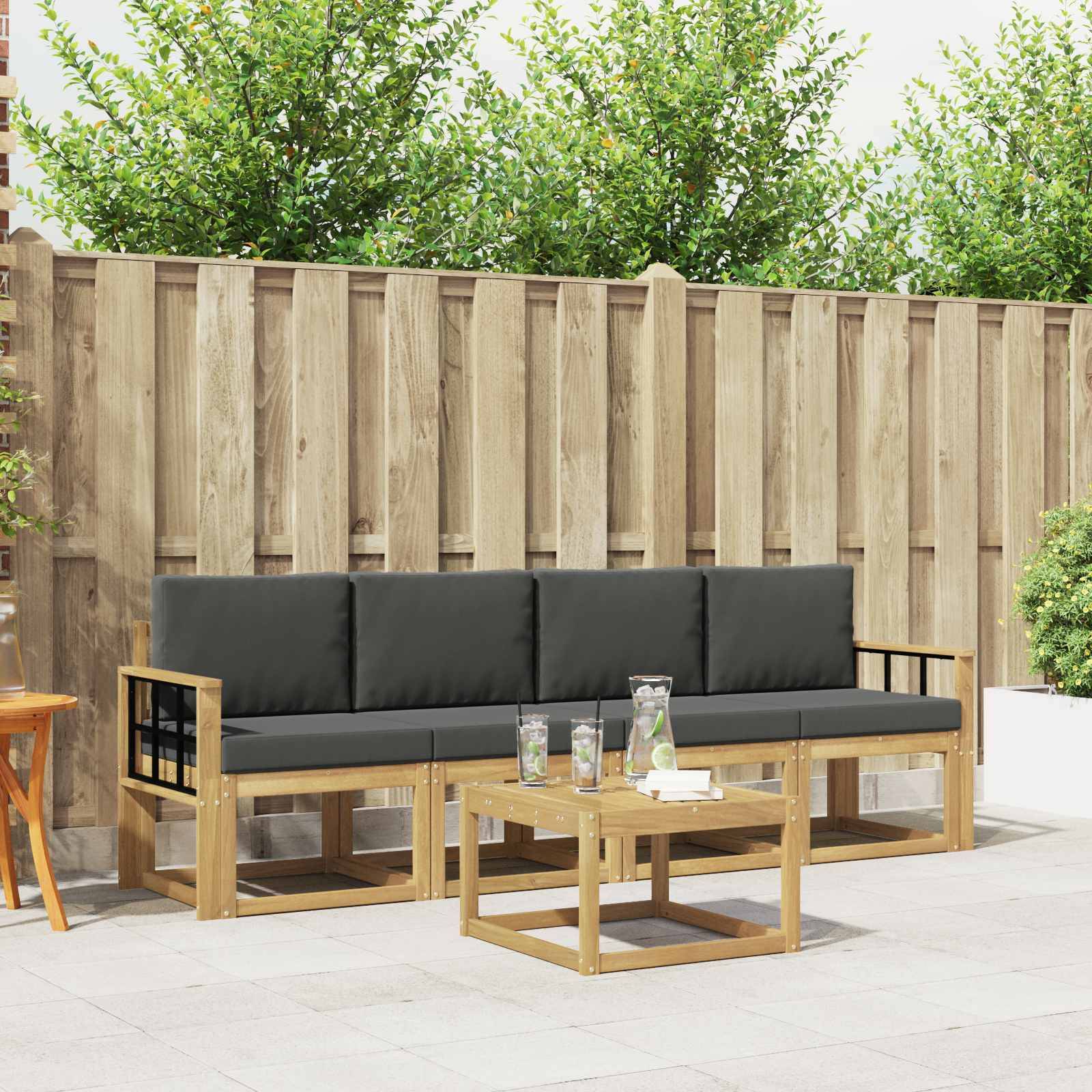 vidaXL Outdoor-Sofagarnitur mit Kissen 5 pcs Weiß und Anthrazit