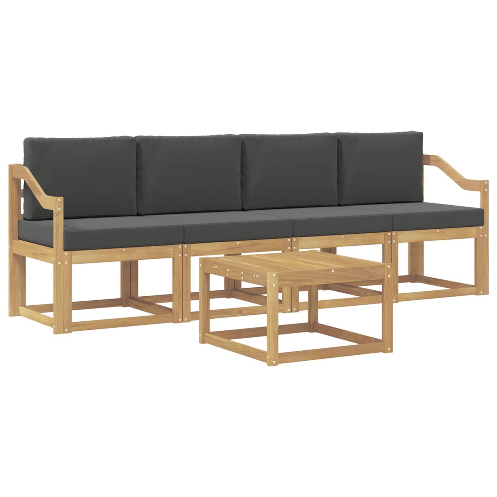 vidaXL Outdoor-Sofagarnitur mit Kissen 5 pcs Weiß und Anthrazit