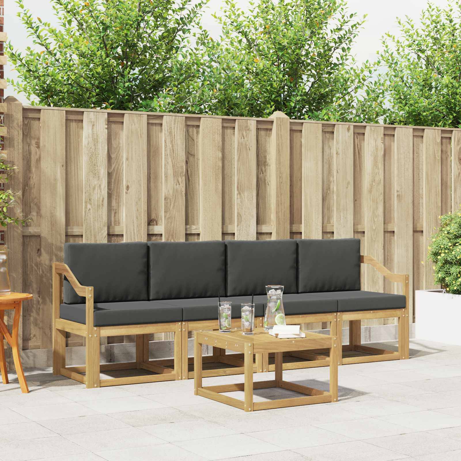 vidaXL Outdoor-Sofagarnitur mit Kissen 5 pcs Weiß und Anthrazit